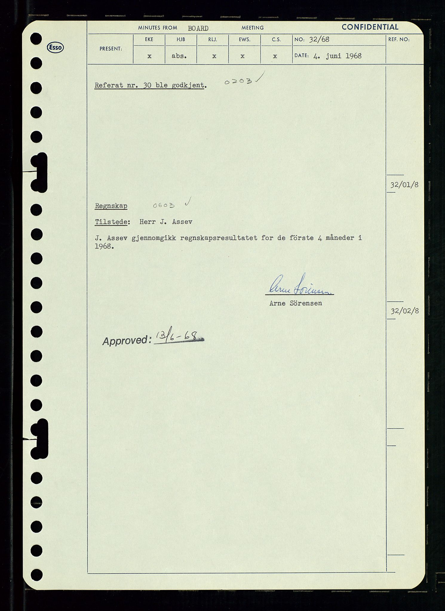 Pa 0982 - Esso Norge A/S, SAST/A-100448/A/Aa/L0002/0004: Den administrerende direksjon Board minutes (styrereferater) / Den administrerende direksjon Board minutes (styrereferater), 1968, p. 53