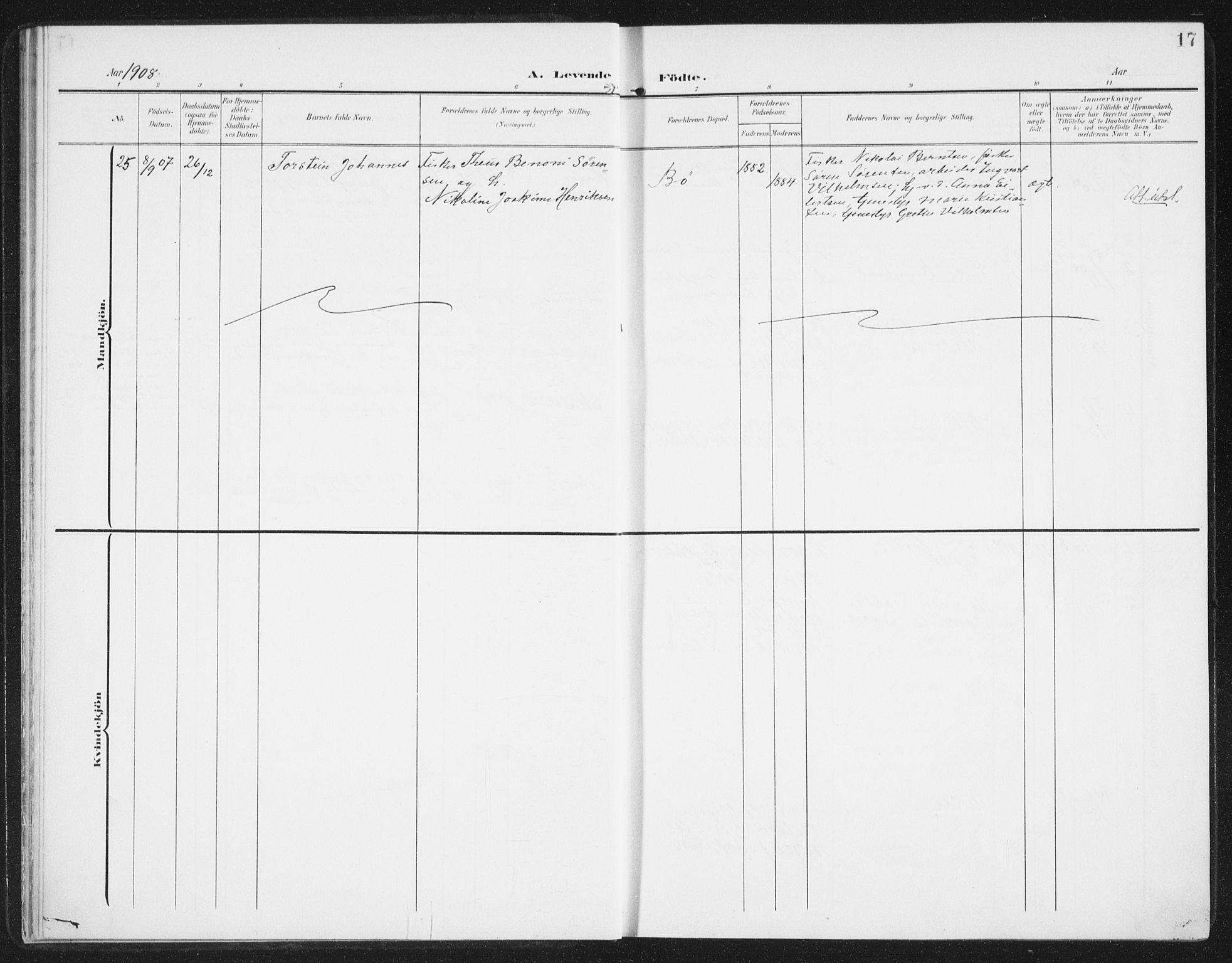 Berg sokneprestkontor, AV/SATØ-S-1318/G/Ga/Gaa/L0007kirke: Parish register (official) no. 7, 1906-1915, p. 17