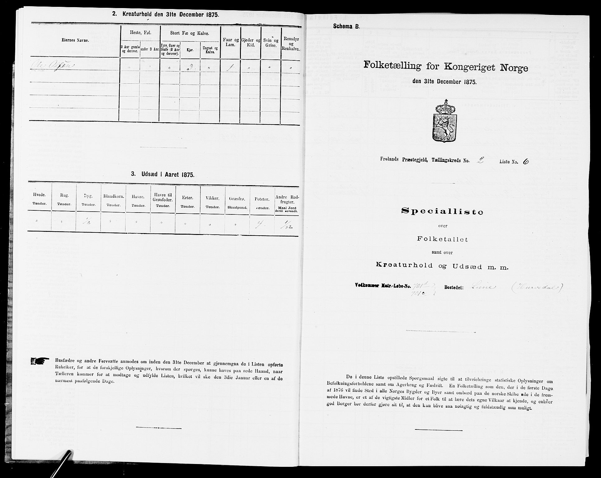 SAK, 1875 census for 0919P Froland, 1875, p. 132
