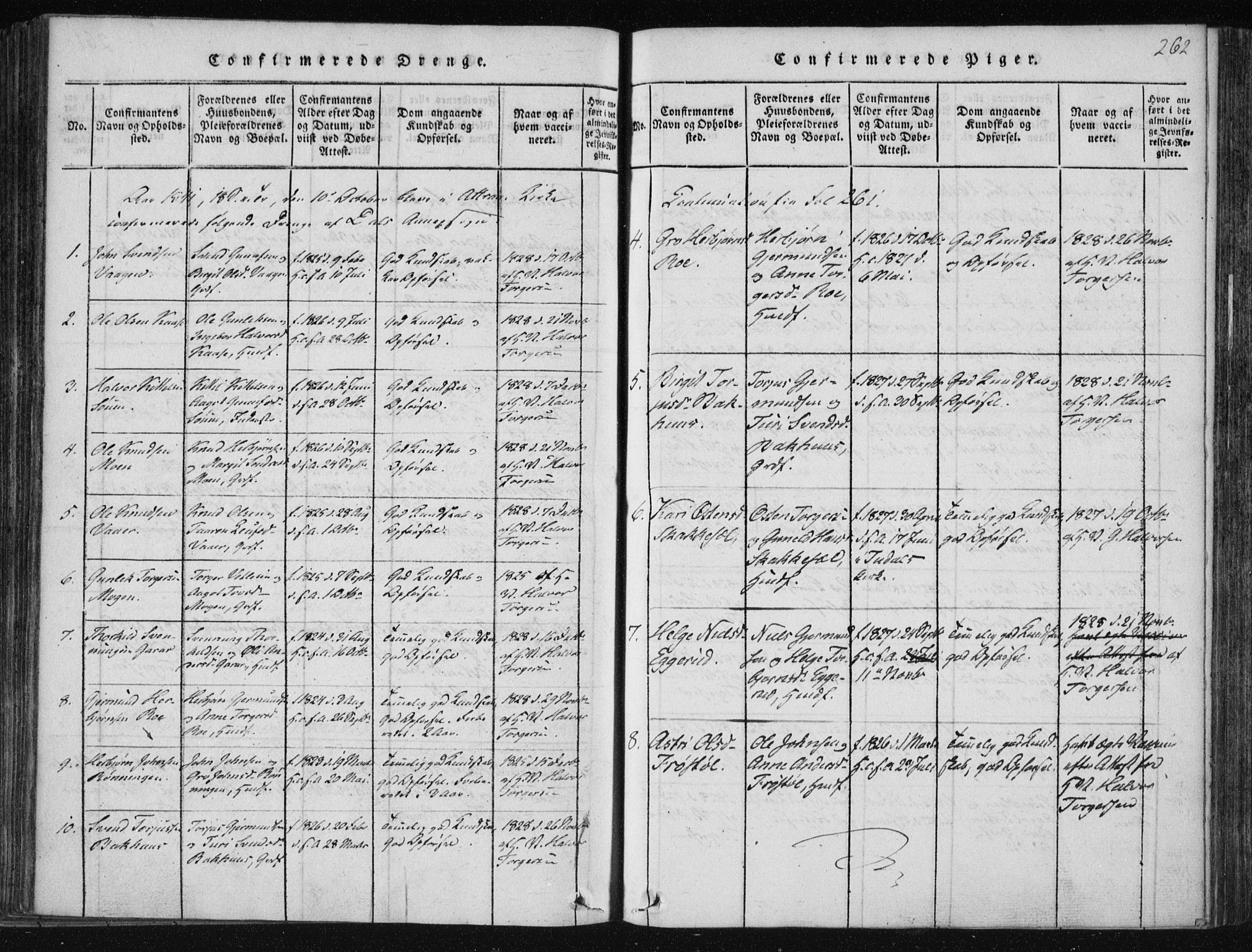 Tinn kirkebøker, SAKO/A-308/F/Fc/L0001: Parish register (official) no. III 1, 1815-1843, p. 262