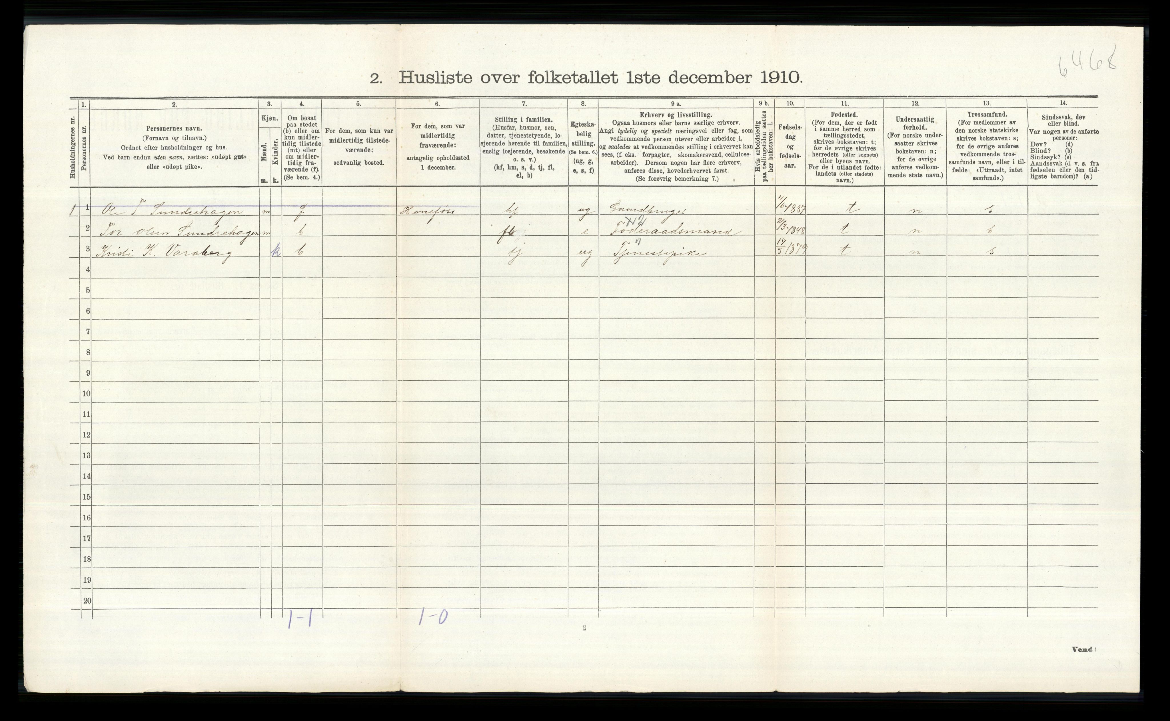 RA, 1910 census for Ål, 1910, p. 996