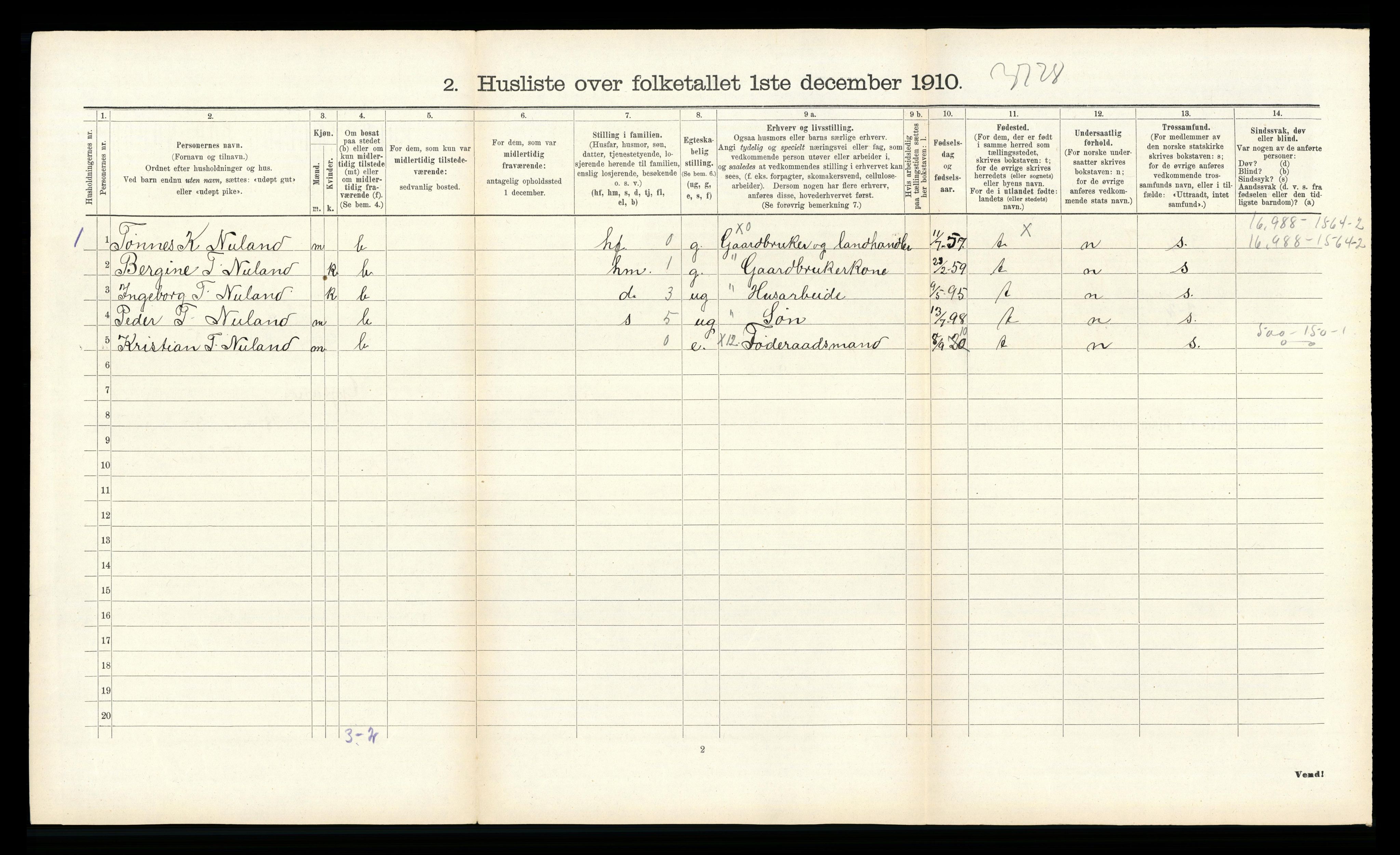 RA, 1910 census for Gyland, 1910, p. 247