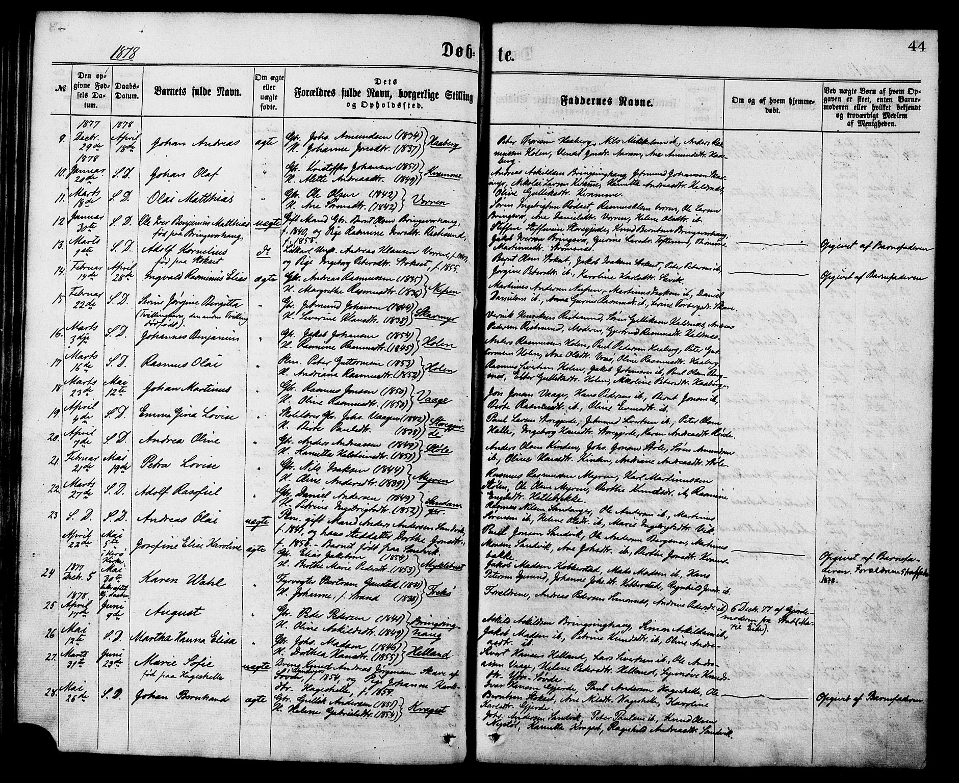 Ministerialprotokoller, klokkerbøker og fødselsregistre - Møre og Romsdal, AV/SAT-A-1454/503/L0035: Parish register (official) no. 503A03, 1865-1884, p. 44