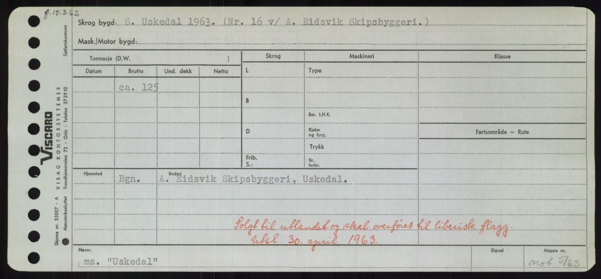 Sjøfartsdirektoratet med forløpere, Skipsmålingen, AV/RA-S-1627/H/Hd/L0040: Fartøy, U-Ve, p. 153