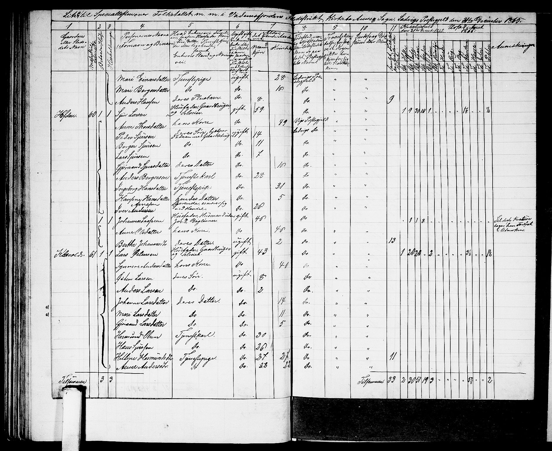 RA, 1865 census for Lavik, 1865, p. 58