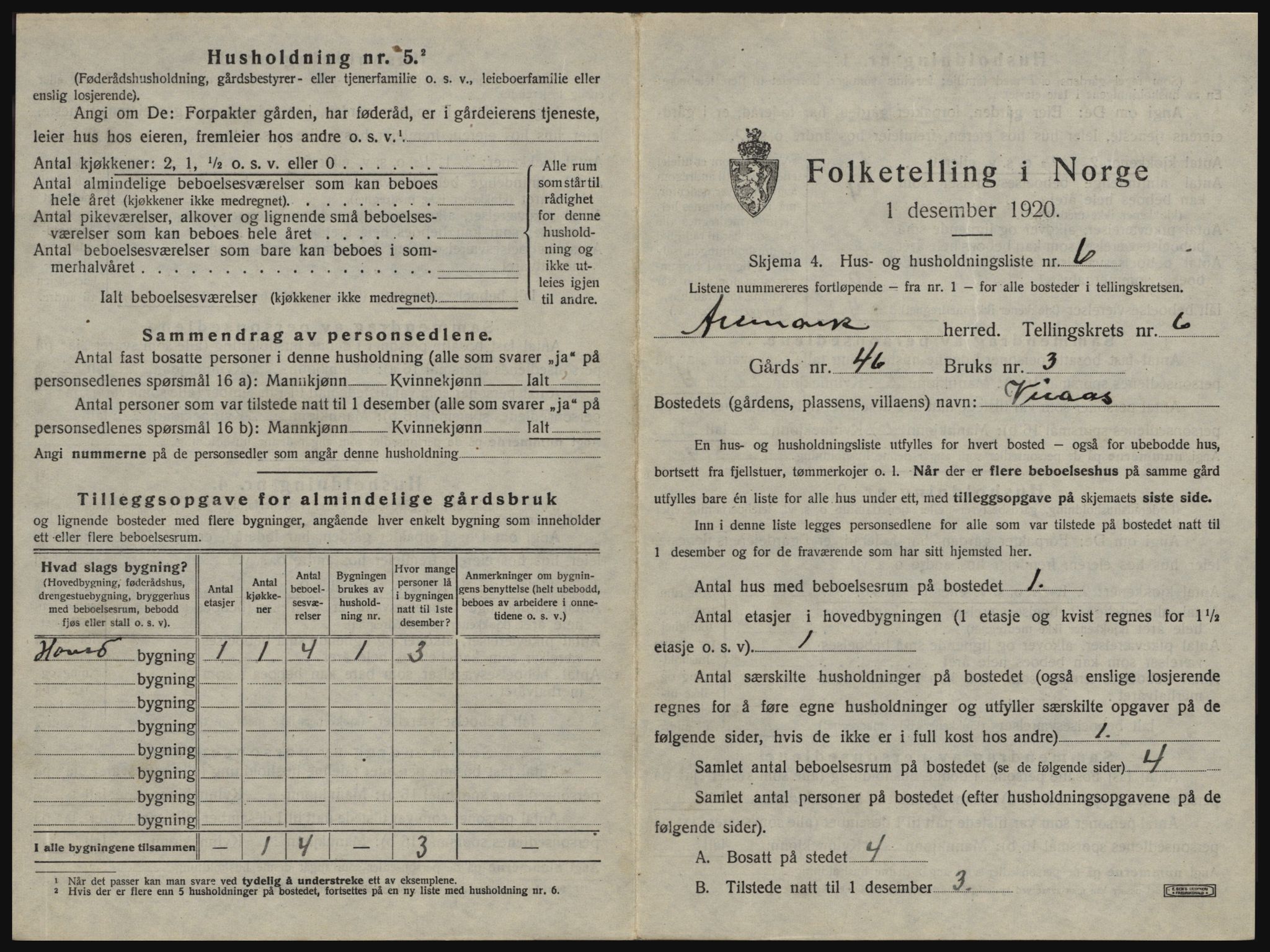 SAO, 1920 census for Aremark, 1920, p. 593
