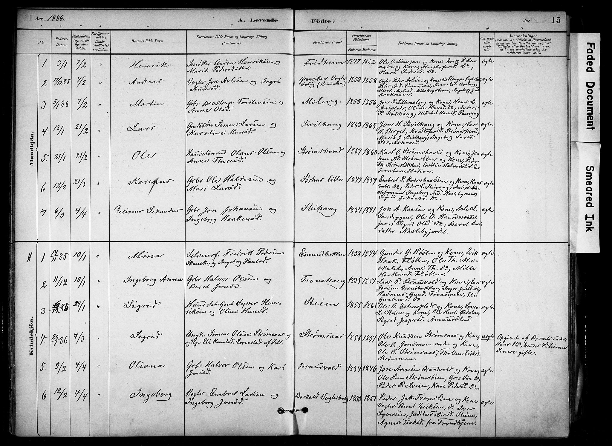 Alvdal prestekontor, SAH/PREST-060/H/Ha/Haa/L0002: Parish register (official) no. 2, 1883-1906, p. 15