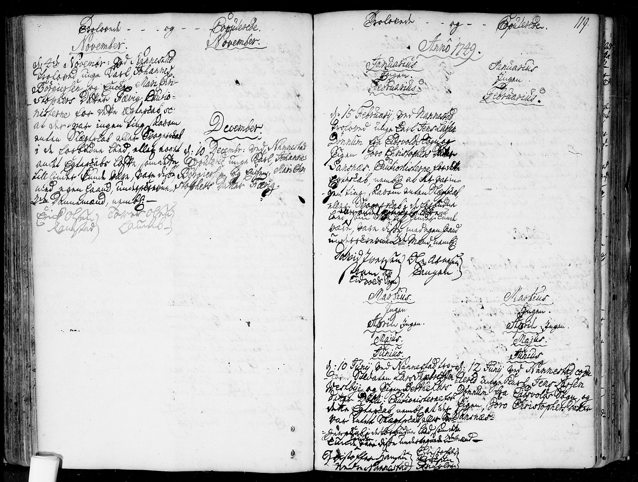Nannestad prestekontor Kirkebøker, SAO/A-10414a/F/Fa/L0006: Parish register (official) no. I 6, 1739-1754, p. 119