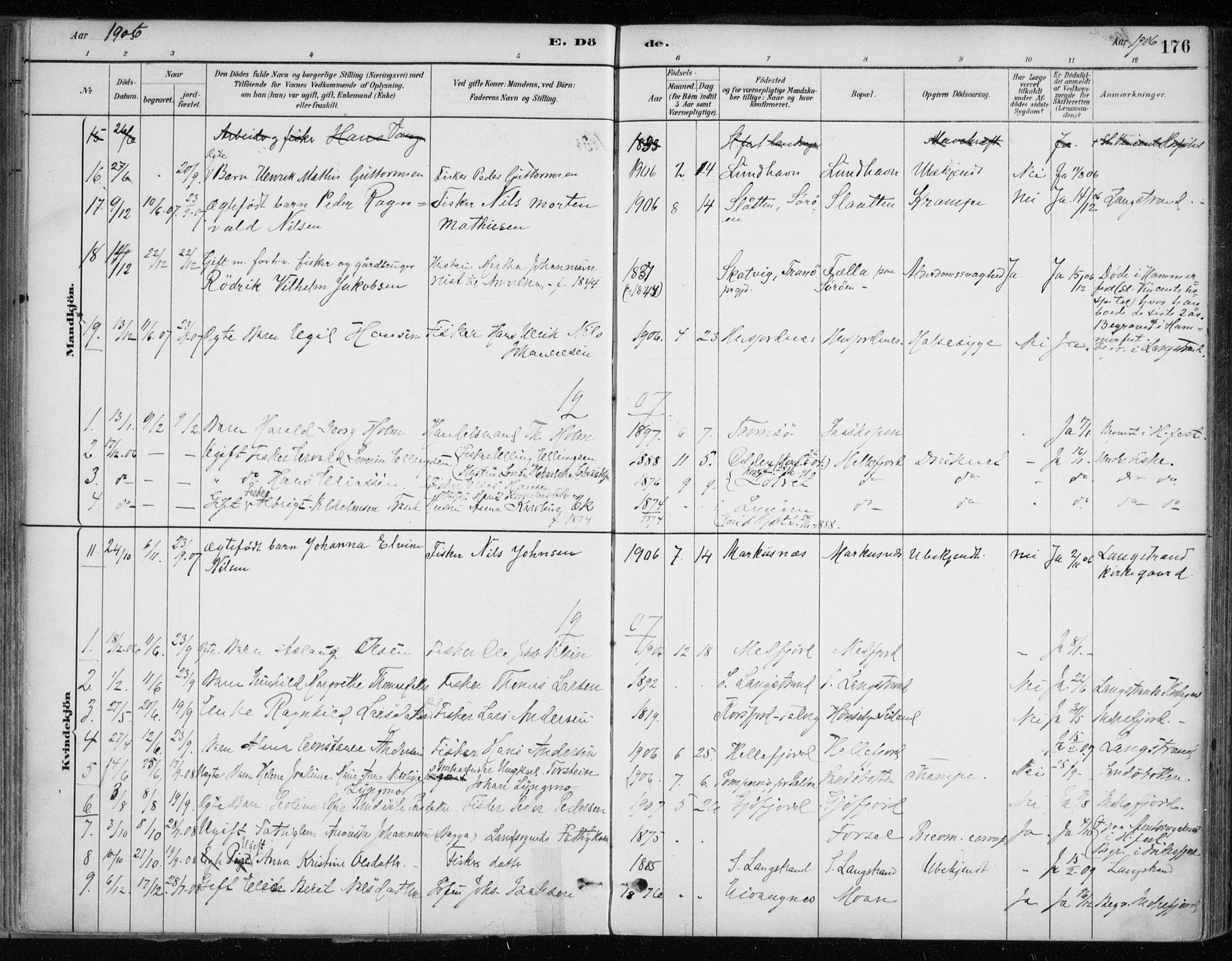 Hammerfest sokneprestkontor, SATØ/S-1347/H/Ha/L0013.kirke: Parish register (official) no. 13, 1898-1917, p. 176