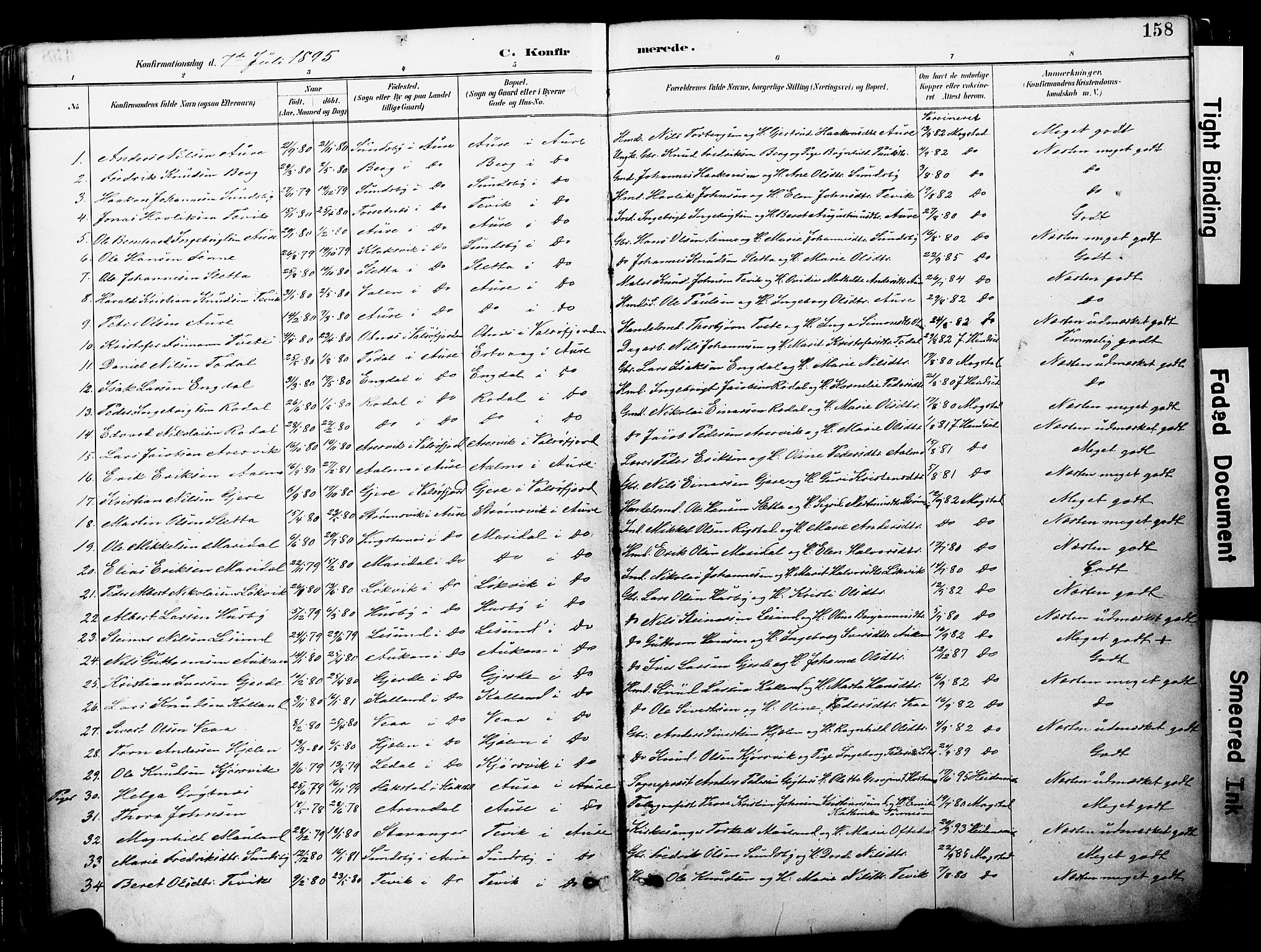 Ministerialprotokoller, klokkerbøker og fødselsregistre - Møre og Romsdal, AV/SAT-A-1454/578/L0907: Parish register (official) no. 578A06, 1887-1904, p. 158