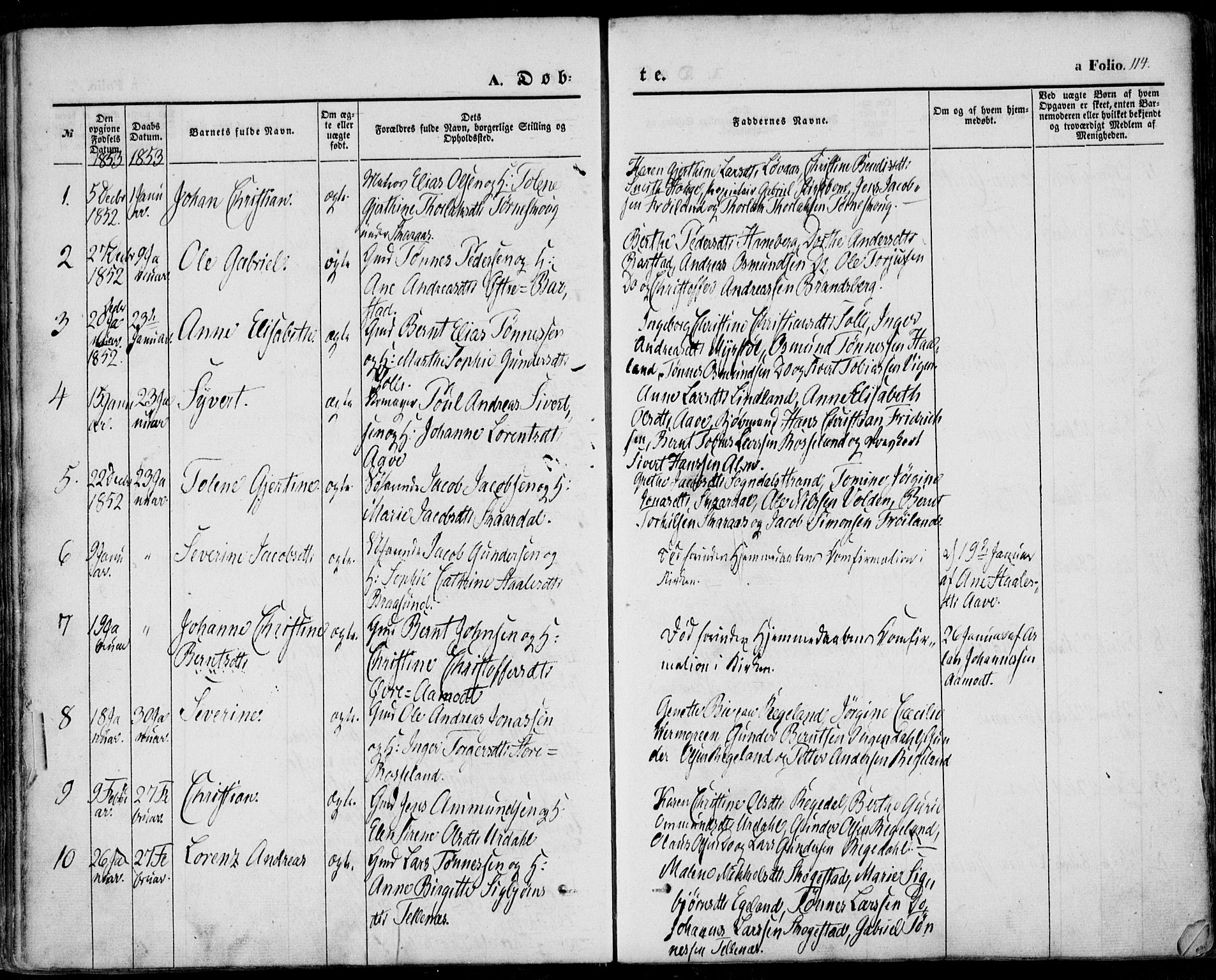 Sokndal sokneprestkontor, SAST/A-101808: Parish register (official) no. A 8.1, 1842-1857, p. 114