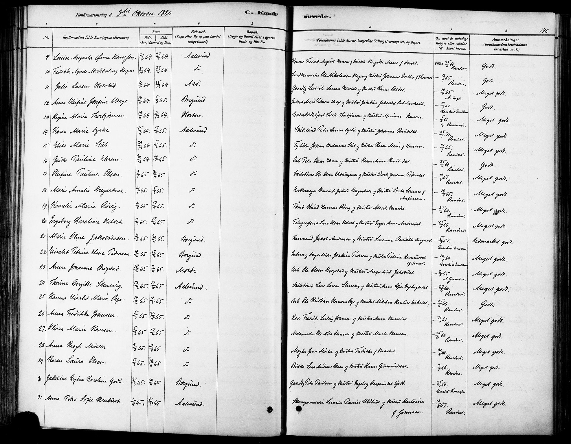 Ministerialprotokoller, klokkerbøker og fødselsregistre - Møre og Romsdal, AV/SAT-A-1454/529/L0454: Parish register (official) no. 529A04, 1878-1885, p. 146