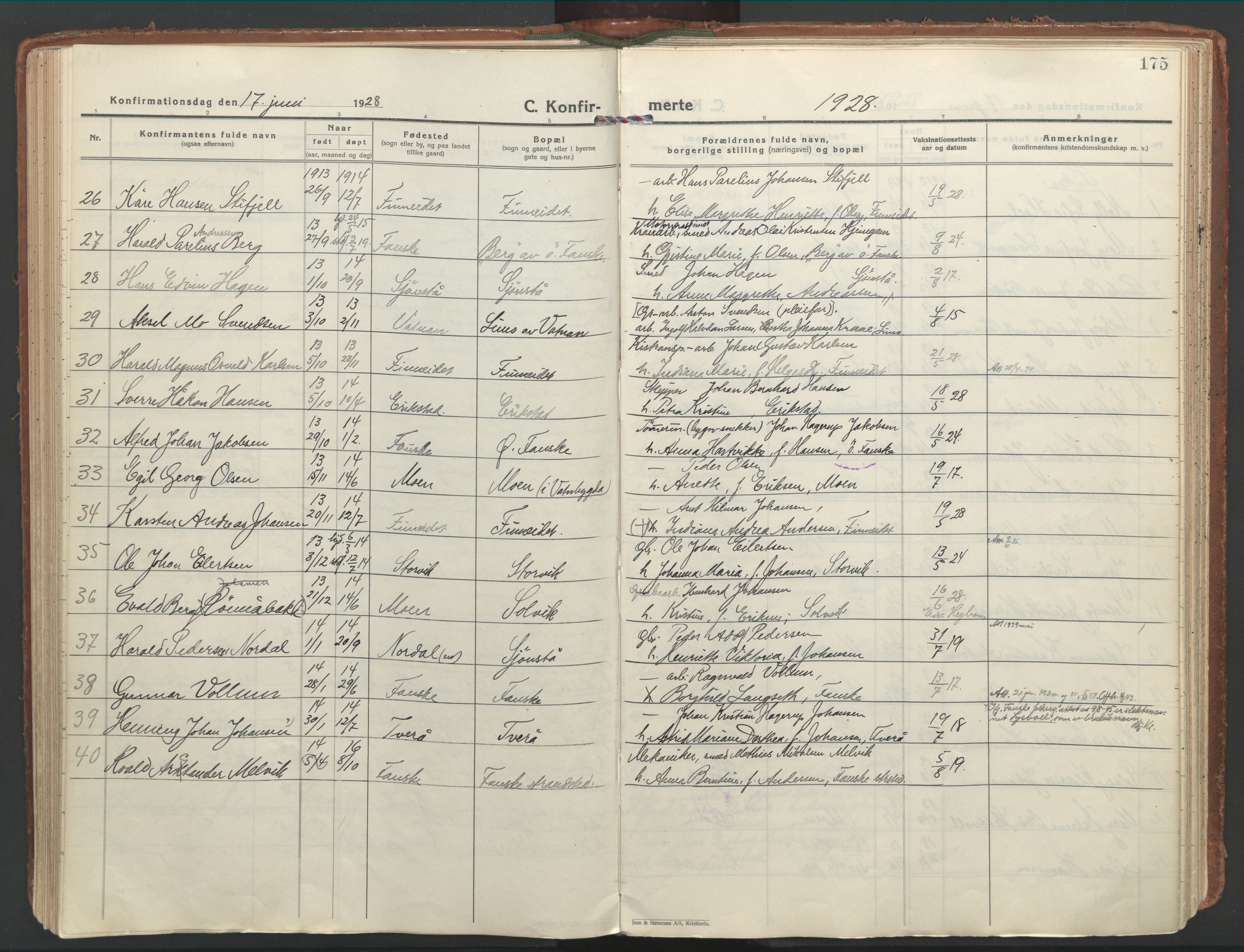 Ministerialprotokoller, klokkerbøker og fødselsregistre - Nordland, AV/SAT-A-1459/849/L0699: Parish register (official) no. 849A10, 1924-1937, p. 175