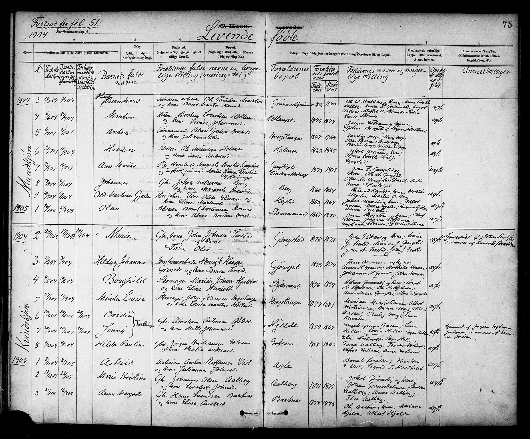 Ministerialprotokoller, klokkerbøker og fødselsregistre - Nord-Trøndelag, SAT/A-1458/732/L0318: Parish register (copy) no. 732C02, 1881-1911, p. 75