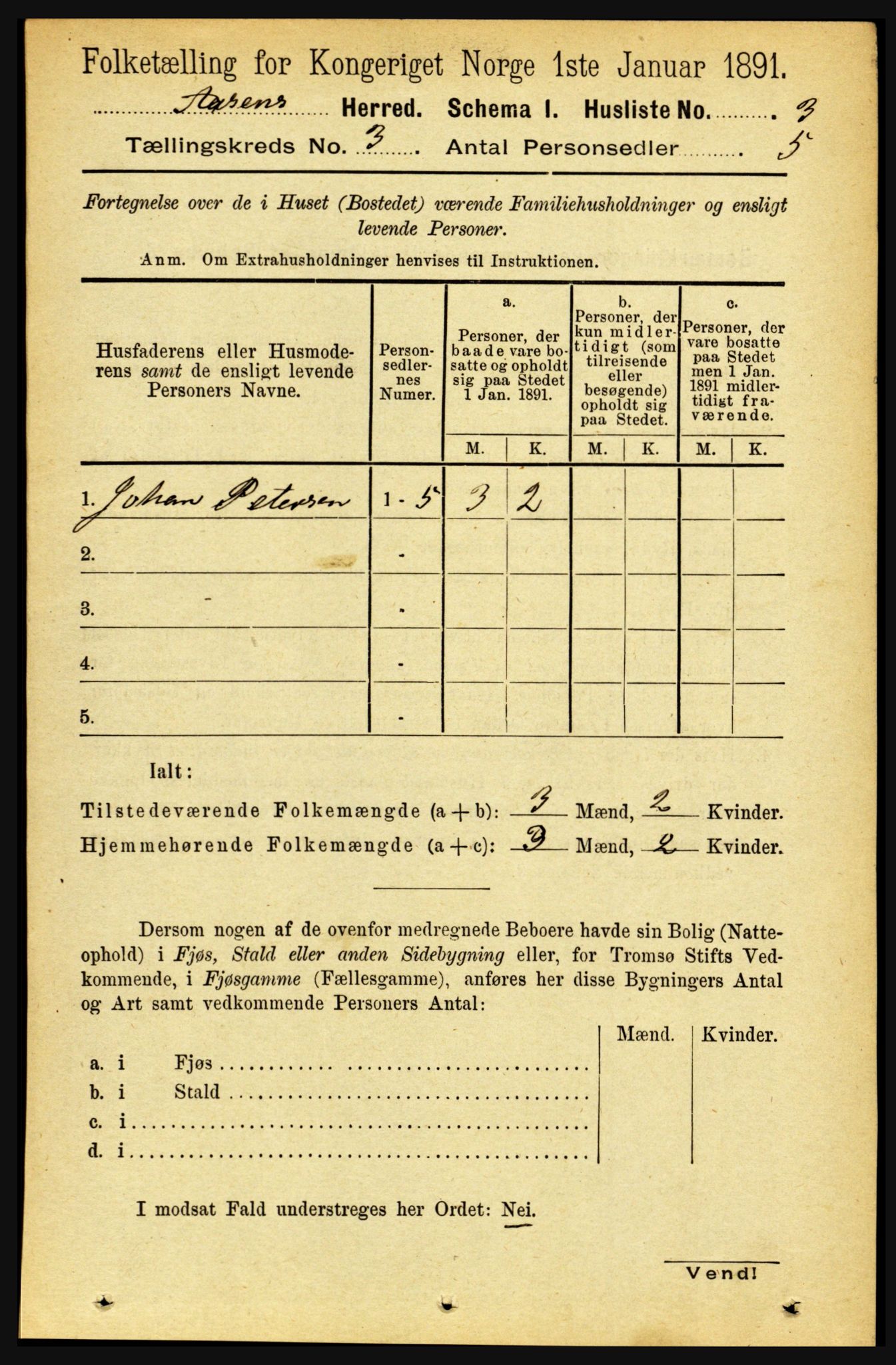 RA, 1891 census for 1716 Åsen, 1891, p. 832