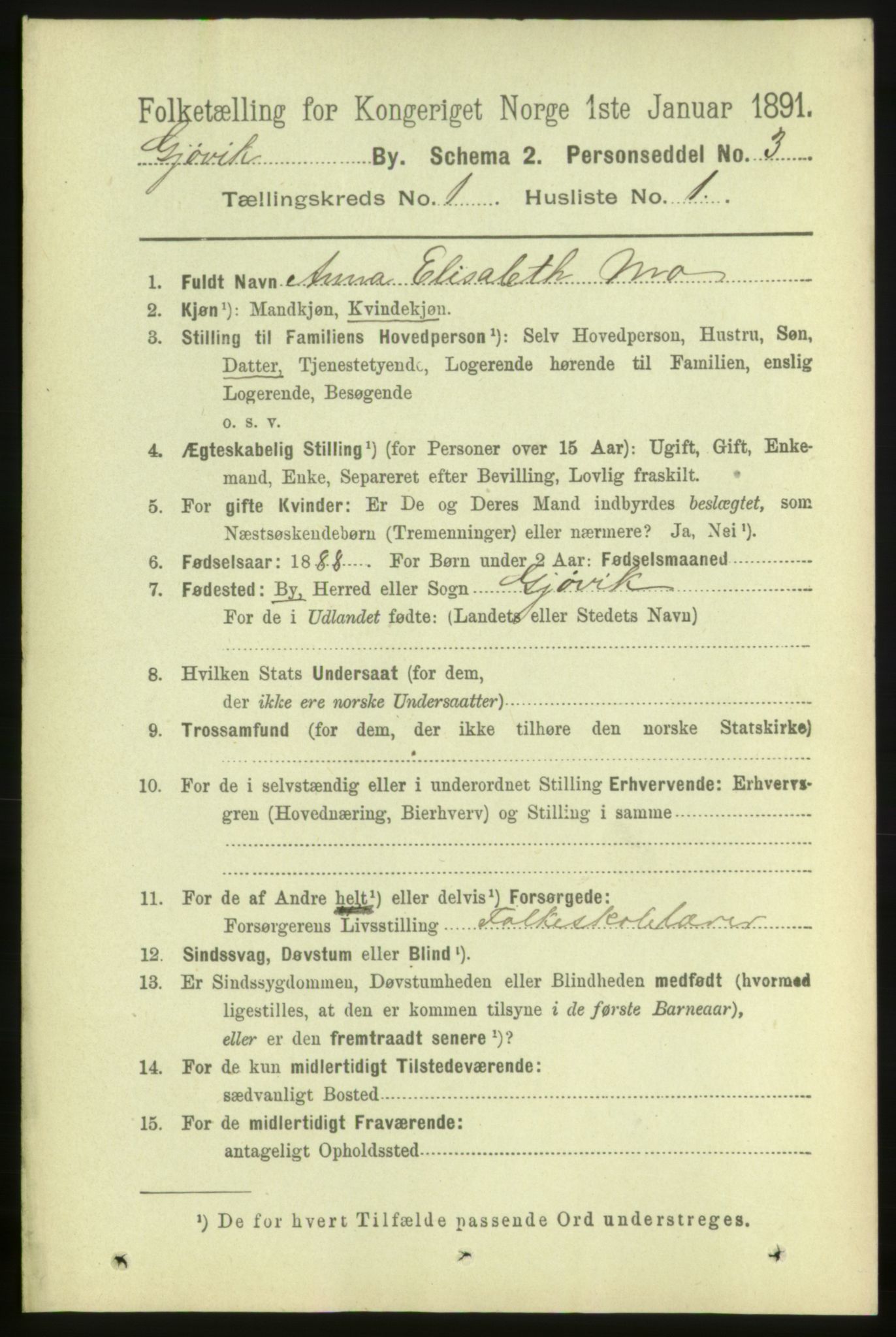 RA, 1891 census for 0502 Gjøvik, 1891, p. 215