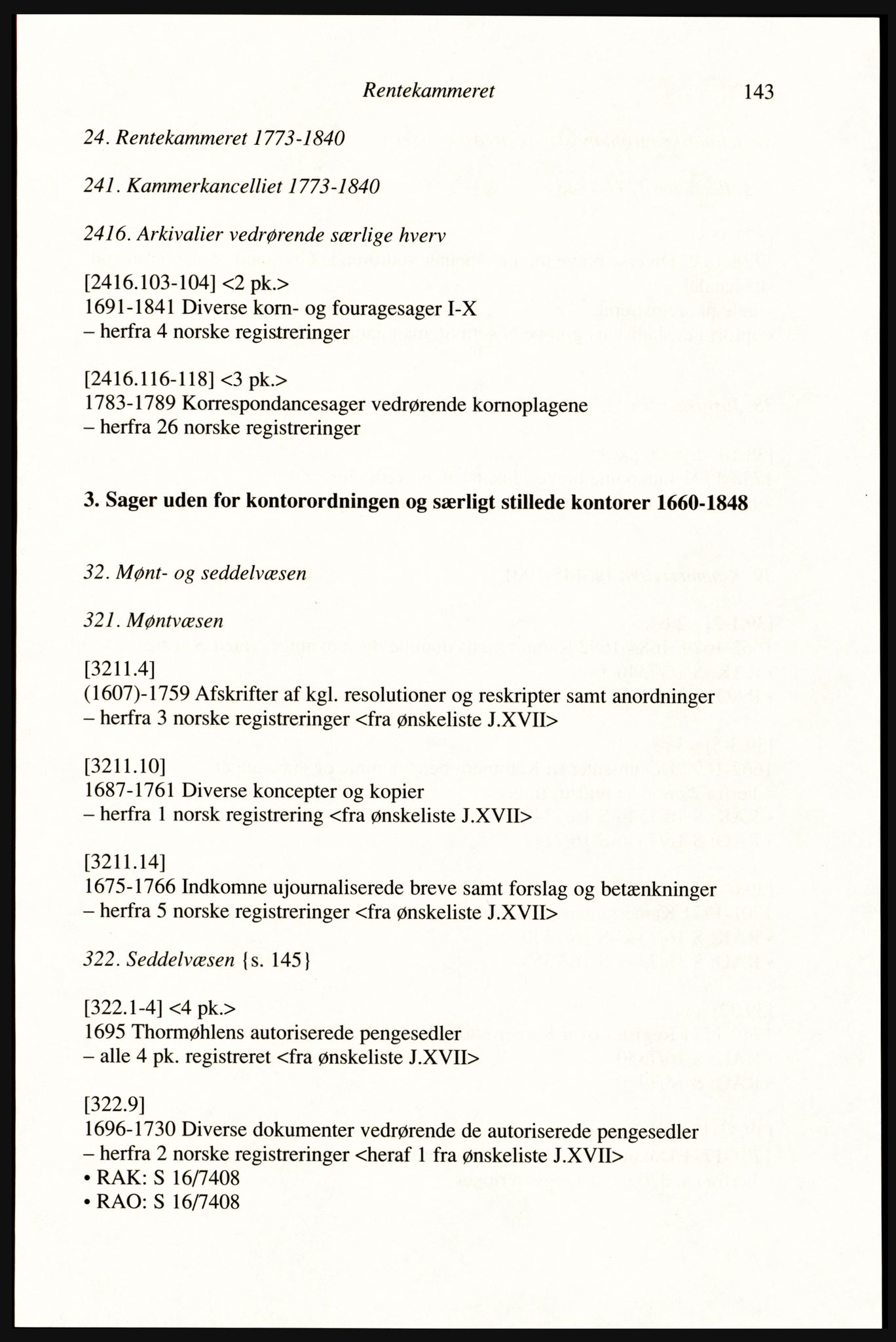 Publikasjoner utgitt av Arkivverket, PUBL/PUBL-001/A/0002: Erik Gøbel: NOREG, Tværregistratur over norgesrelevant materiale i Rigsarkivet i København (2000), 2000, p. 145