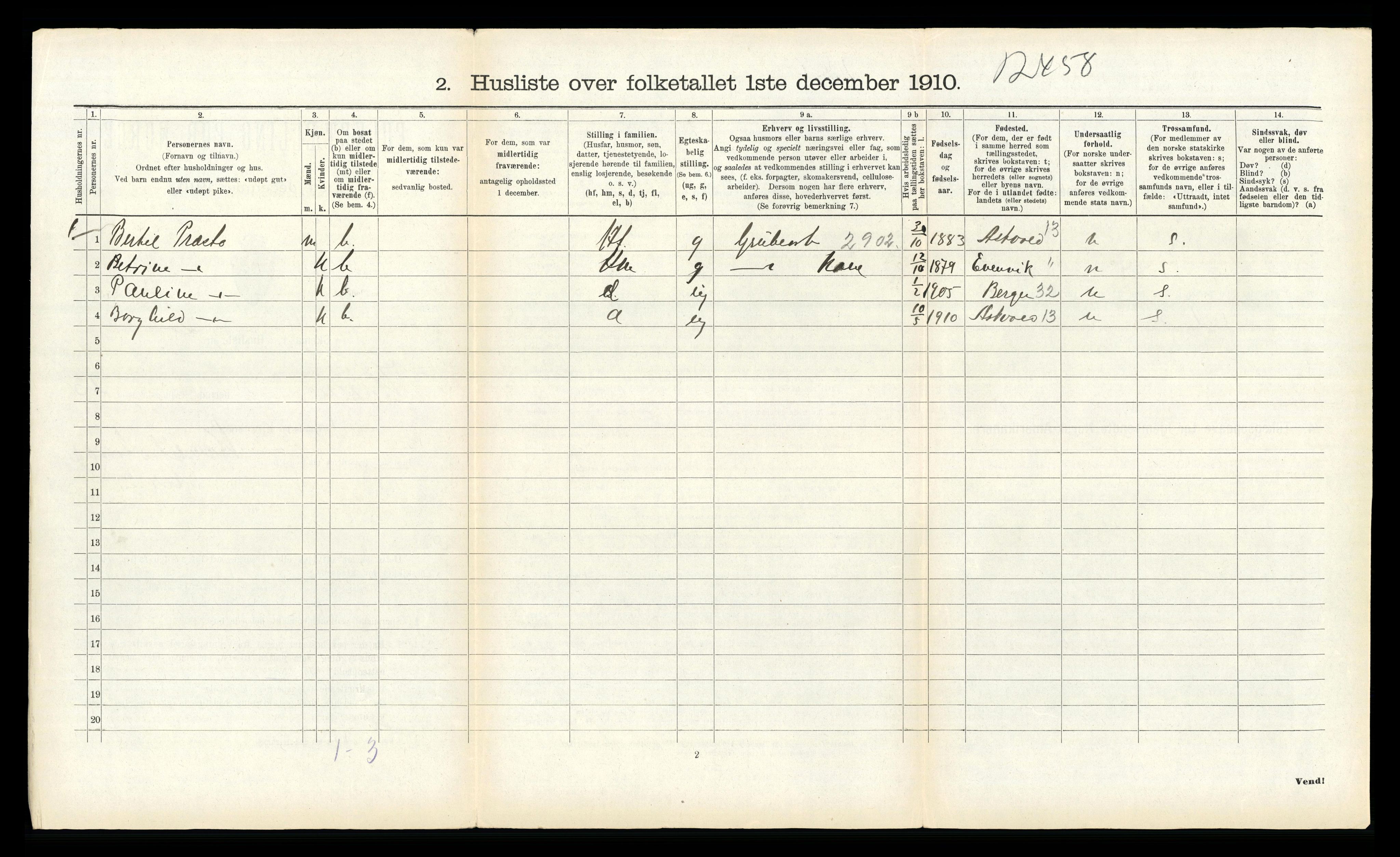 RA, 1910 census for Kinn, 1910, p. 1393