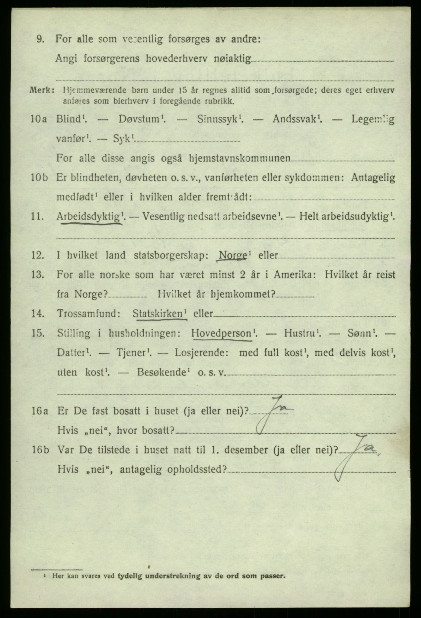 SAB, 1920 census for Granvin, 1920, p. 1151