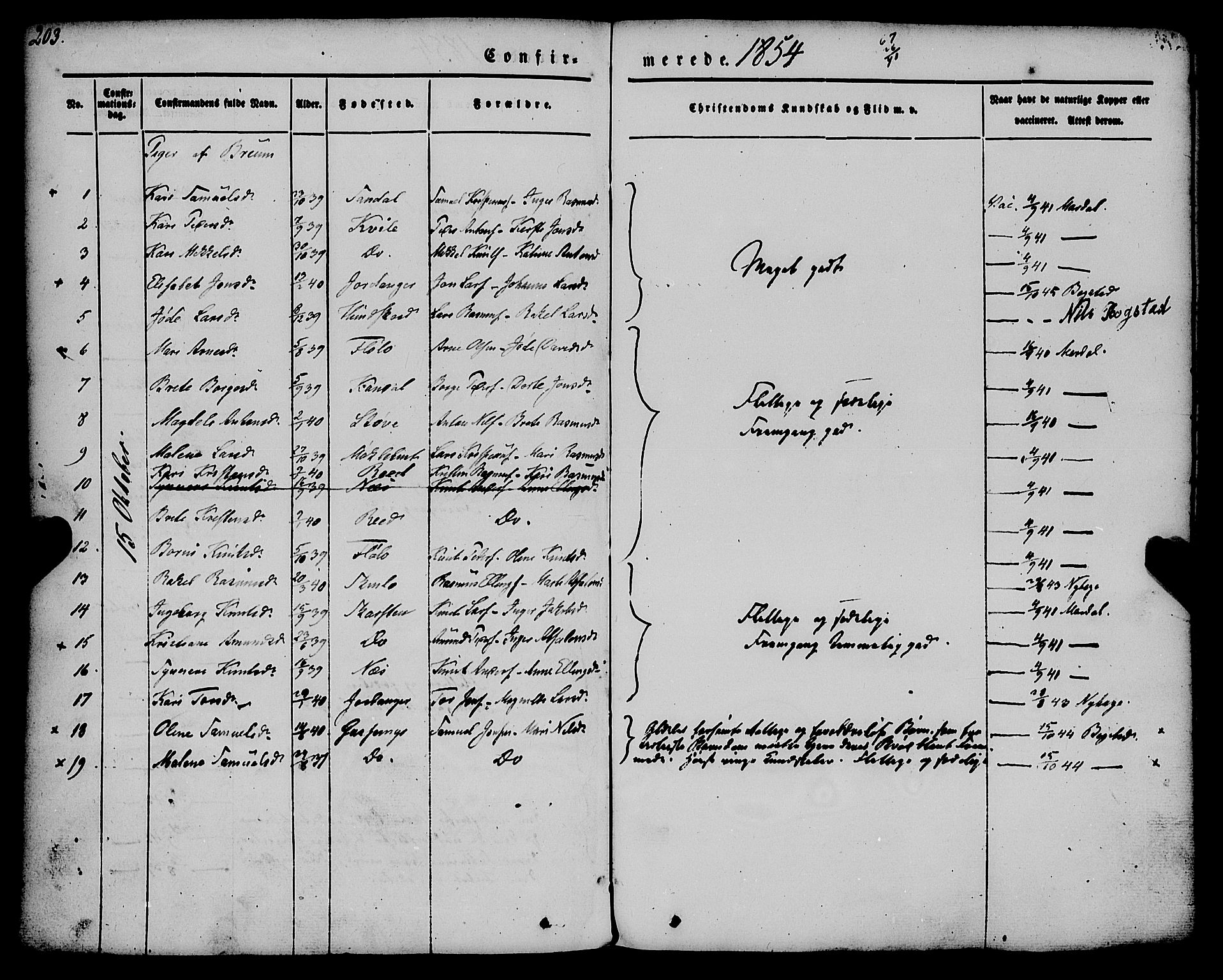 Gloppen sokneprestembete, AV/SAB-A-80101/H/Haa/Haaa/L0008: Parish register (official) no. A 8, 1837-1855, p. 203