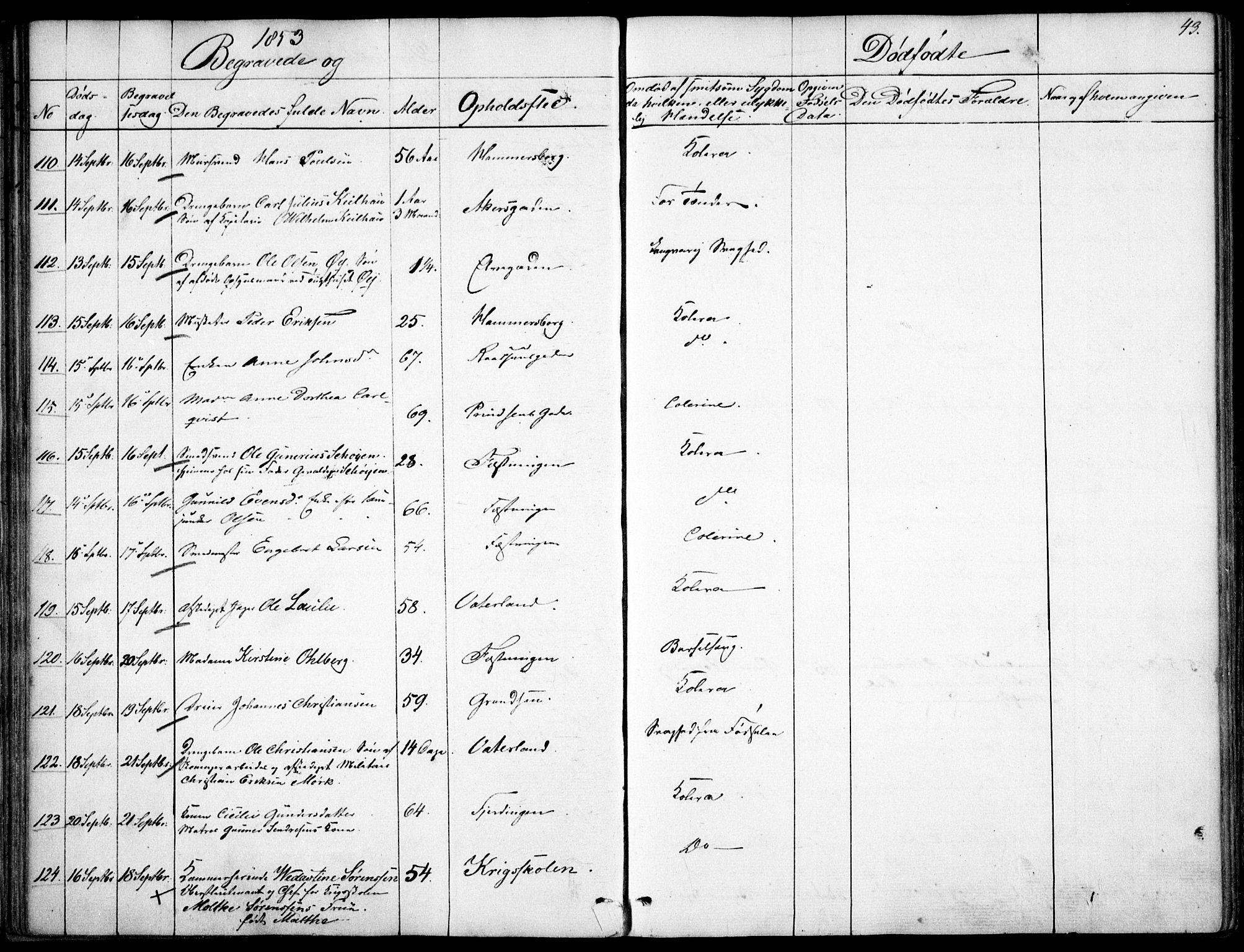 Garnisonsmenigheten Kirkebøker, AV/SAO-A-10846/F/Fa/L0009: Parish register (official) no. 9, 1842-1859, p. 43