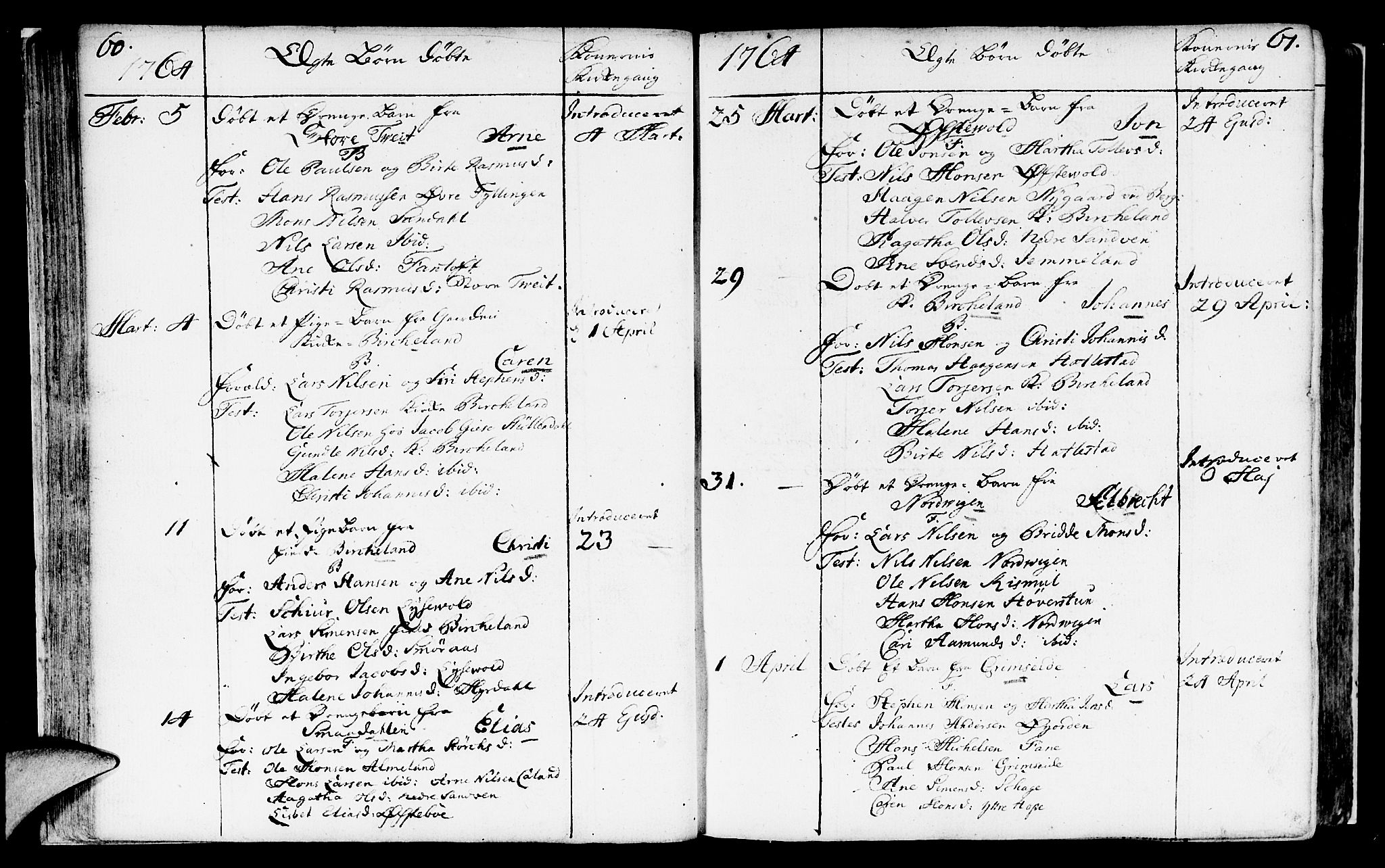 Fana Sokneprestembete, AV/SAB-A-75101/H/Haa/Haaa/L0004: Parish register (official) no. A 4, 1757-1774, p. 60-61