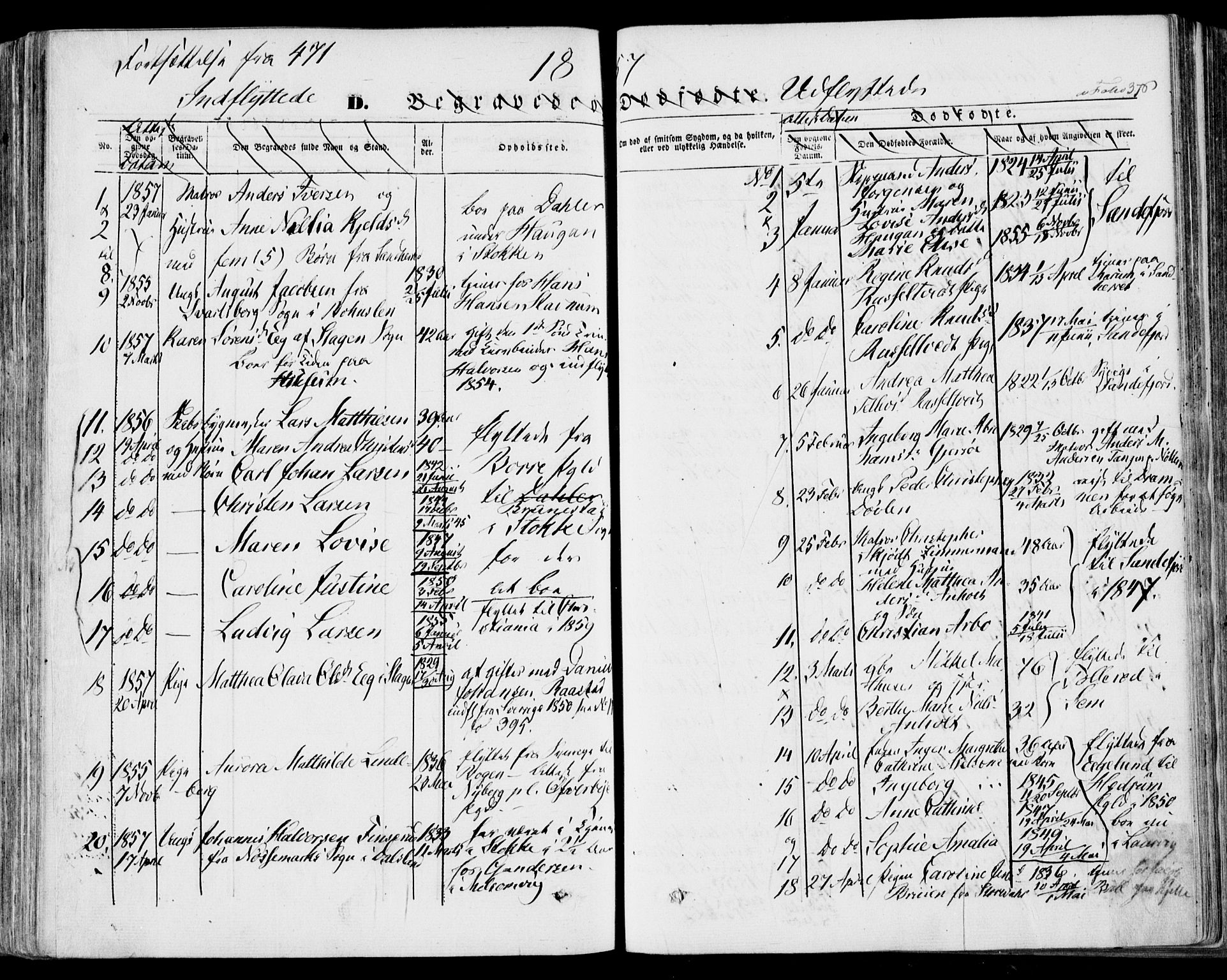 Stokke kirkebøker, SAKO/A-320/F/Fa/L0007: Parish register (official) no. I 7, 1844-1857, p. 376