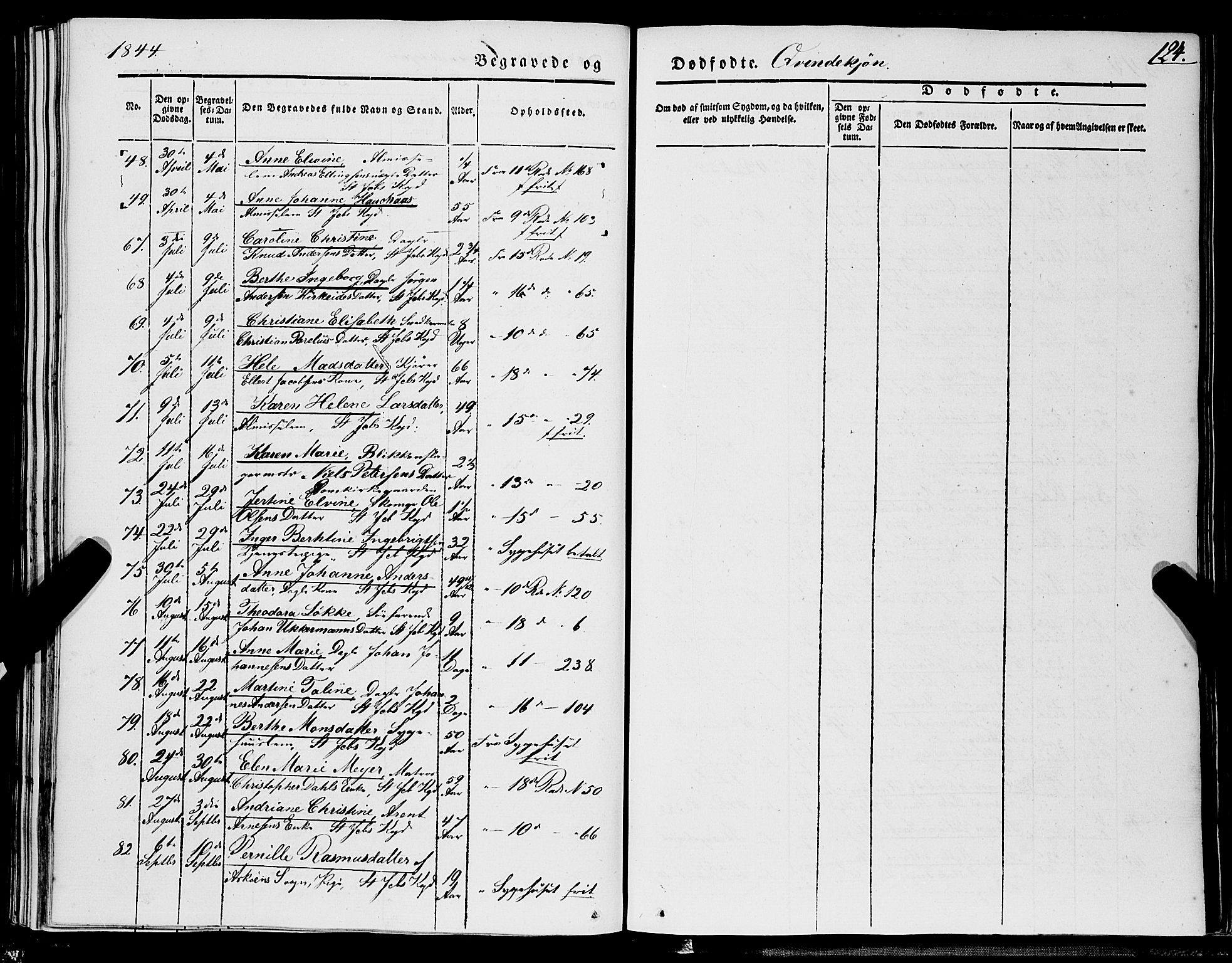 Domkirken sokneprestembete, AV/SAB-A-74801/H/Haa/L0040: Parish register (official) no. E 1, 1841-1853, p. 124