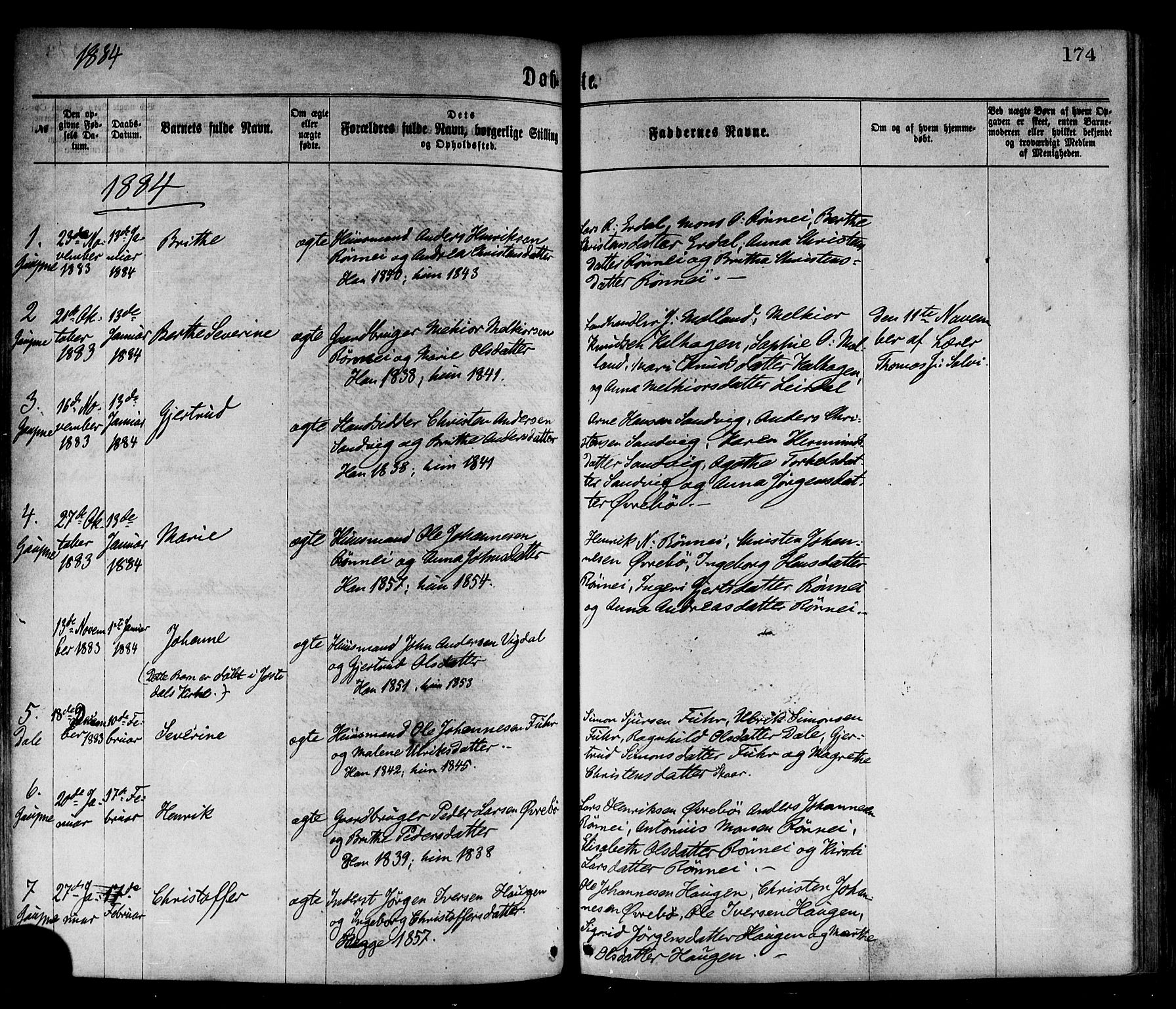 Luster sokneprestembete, SAB/A-81101/H/Haa/Haaa/L0010: Parish register (official) no. A 10, 1871-1886, p. 174