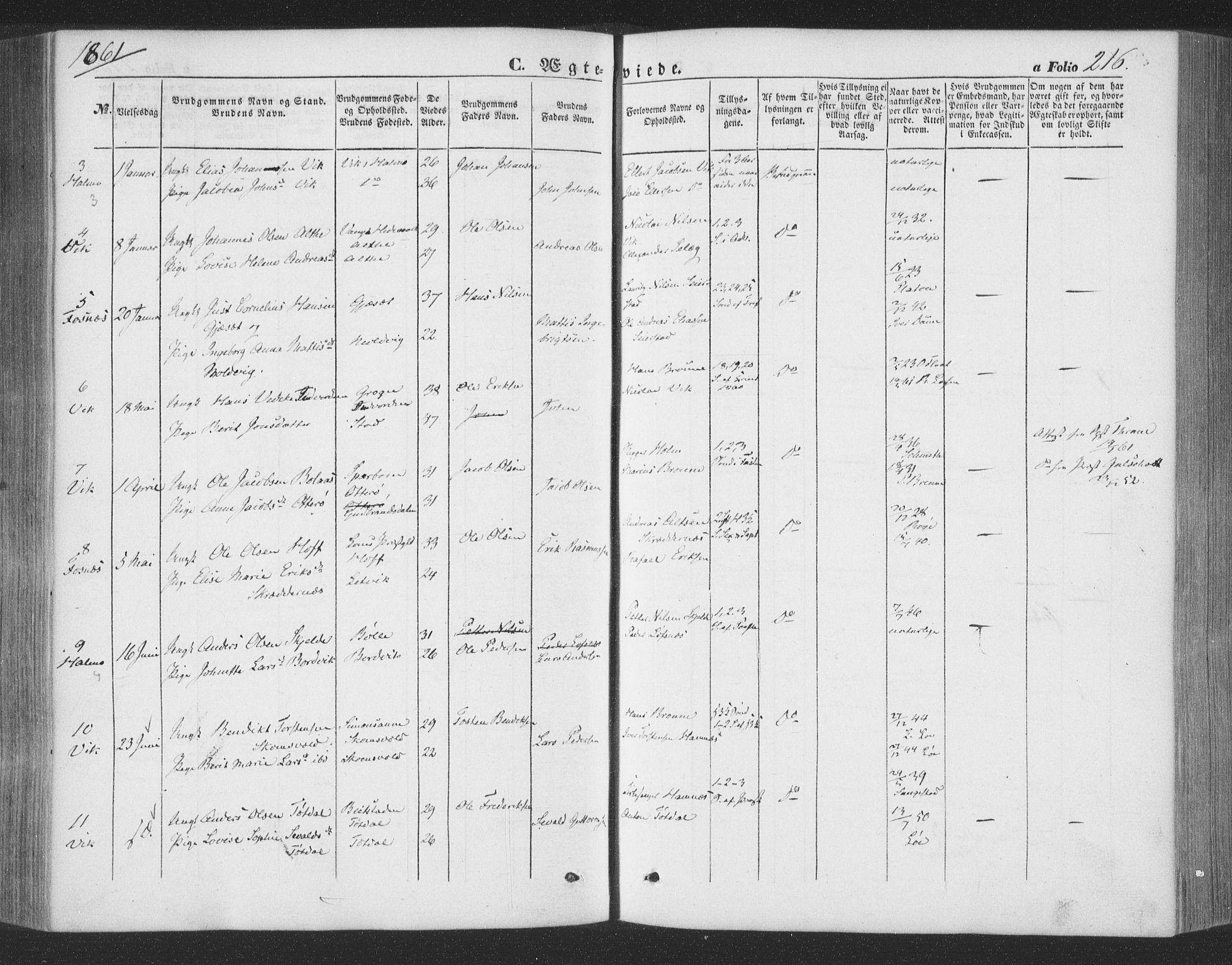 Ministerialprotokoller, klokkerbøker og fødselsregistre - Nord-Trøndelag, AV/SAT-A-1458/773/L0615: Parish register (official) no. 773A06, 1857-1870, p. 216