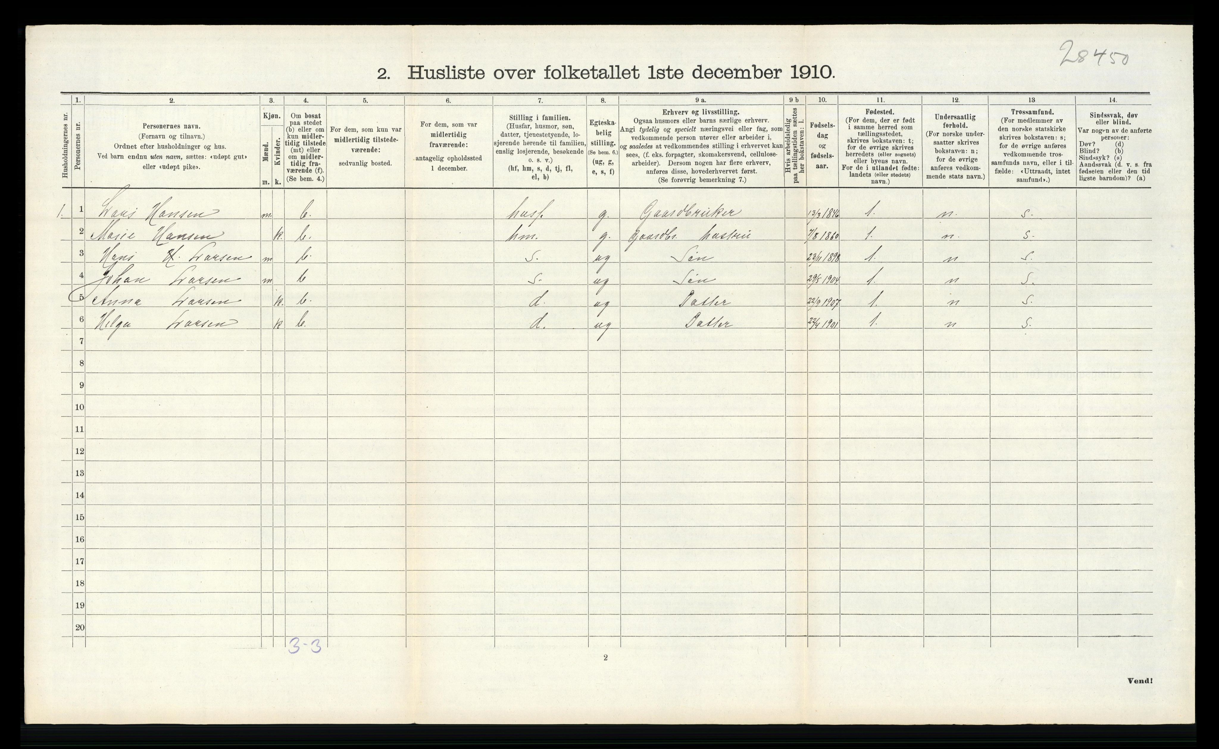 RA, 1910 census for Lier, 1910, p. 1887