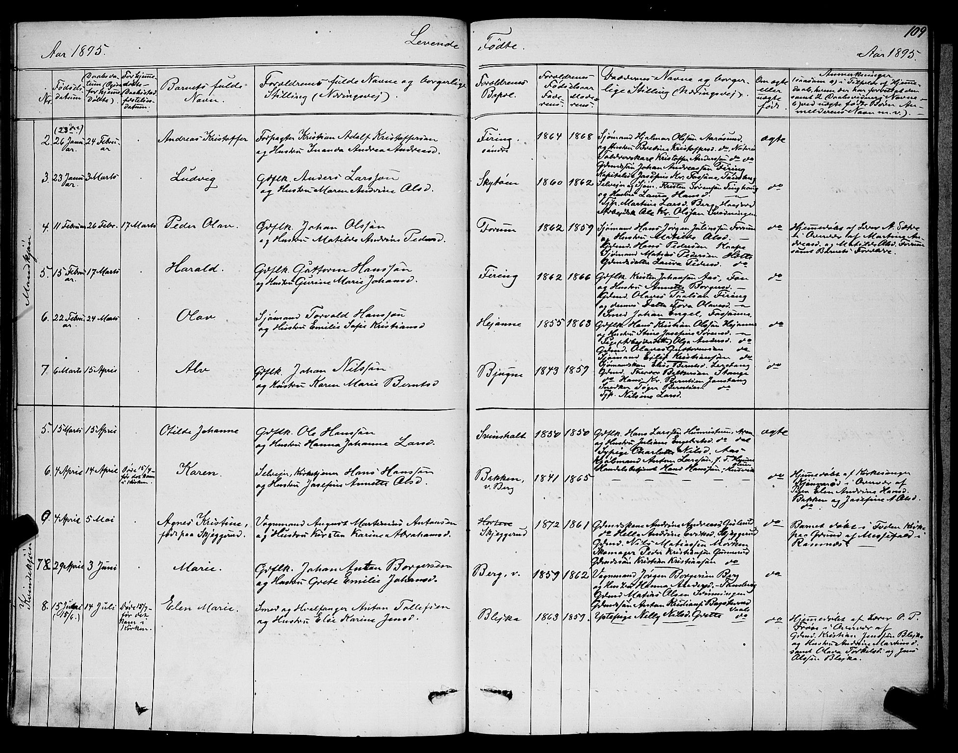 Ramnes kirkebøker, AV/SAKO-A-314/G/Ga/L0003: Parish register (copy) no. I 3, 1870-1896, p. 109