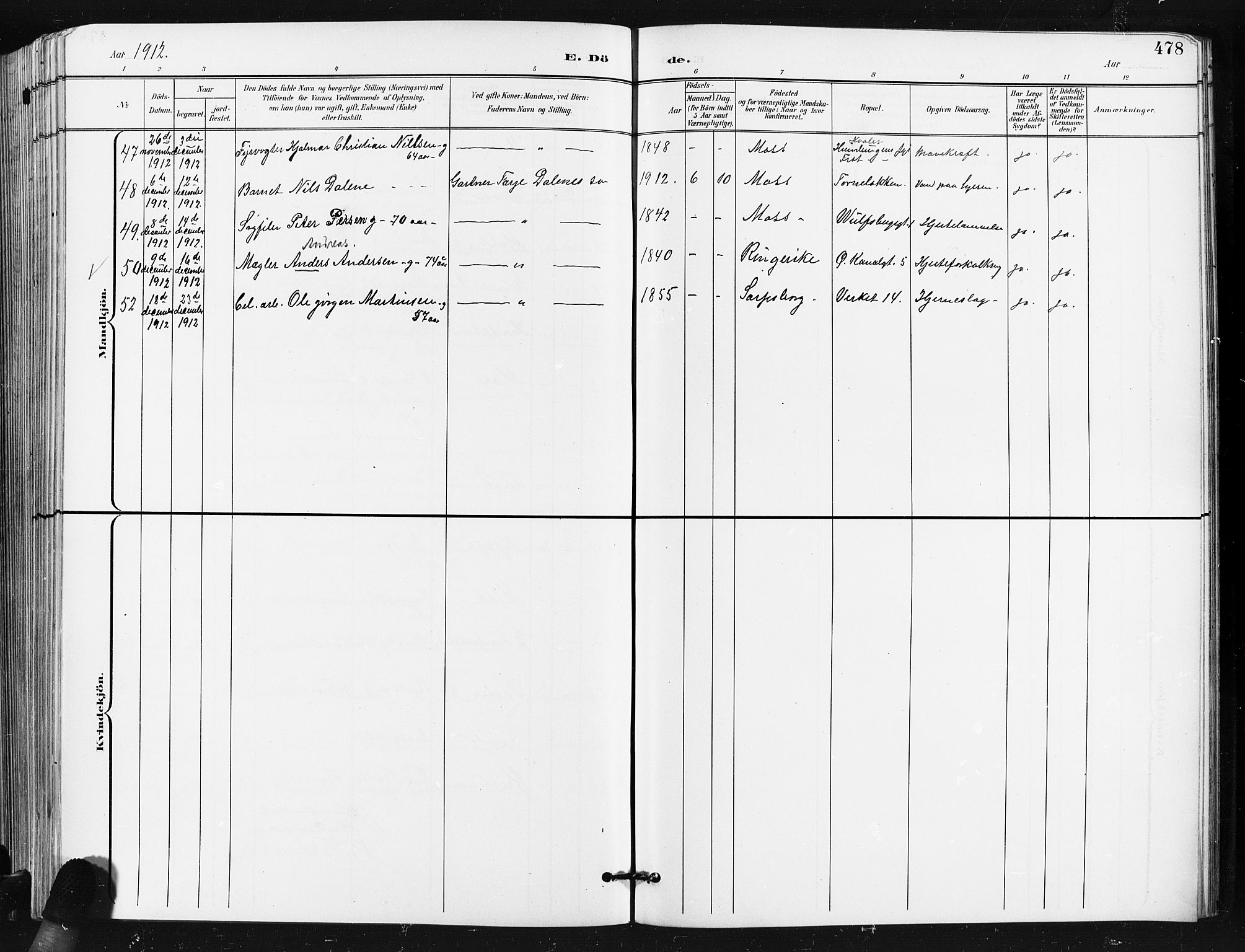 Moss prestekontor Kirkebøker, SAO/A-2003/G/Ga/L0007: Parish register (copy) no. I 7, 1901-1912, p. 478