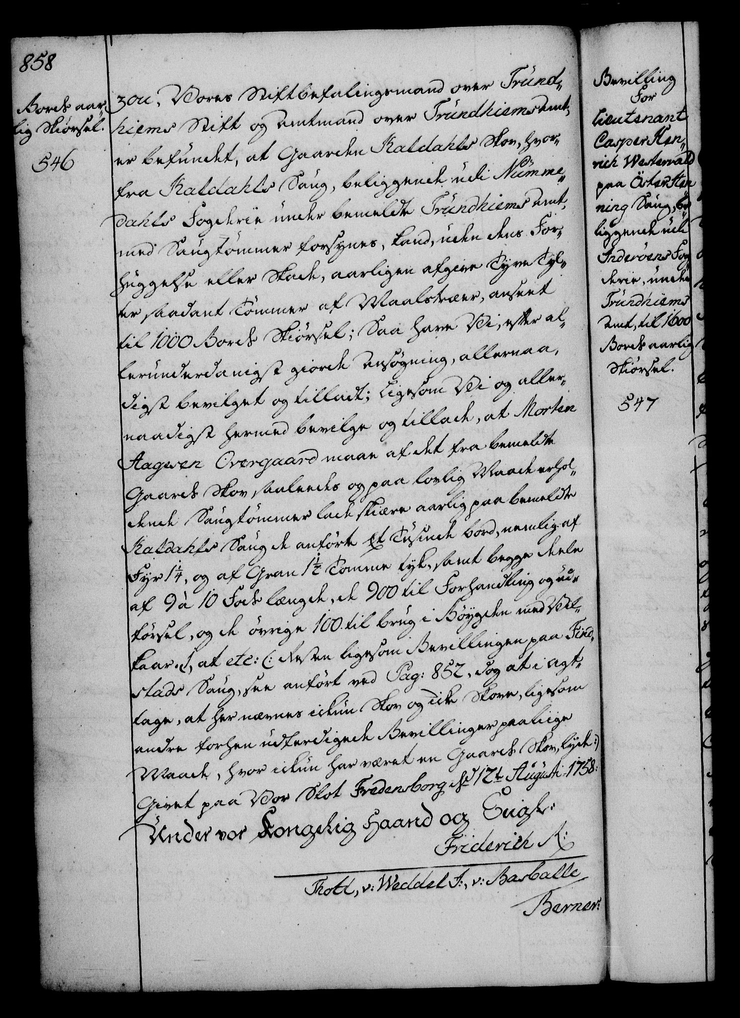 Rentekammeret, Kammerkanselliet, AV/RA-EA-3111/G/Gg/Gga/L0006: Norsk ekspedisjonsprotokoll med register (merket RK 53.6), 1749-1759, p. 858