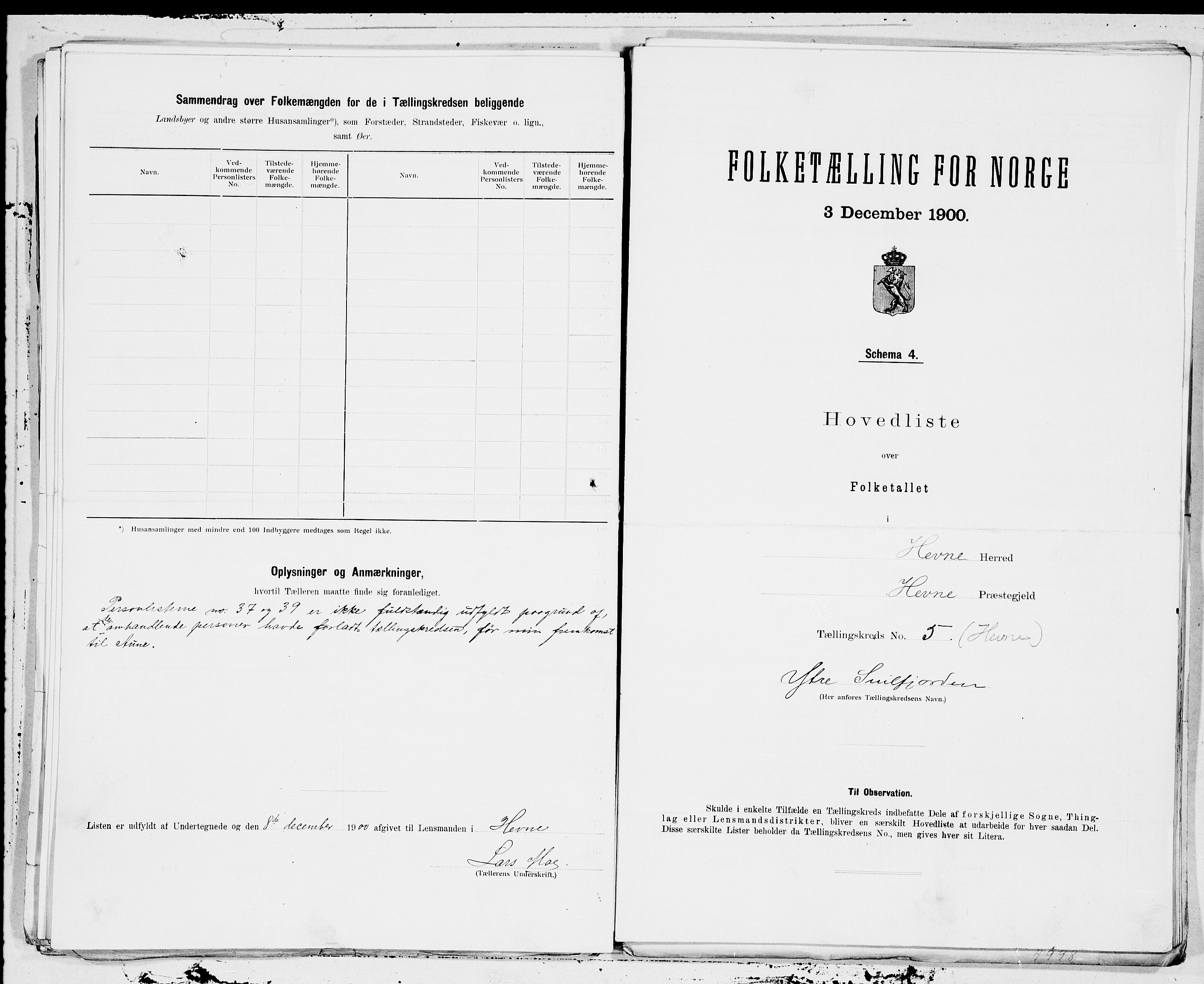 SAT, 1900 census for Hemne, 1900, p. 10