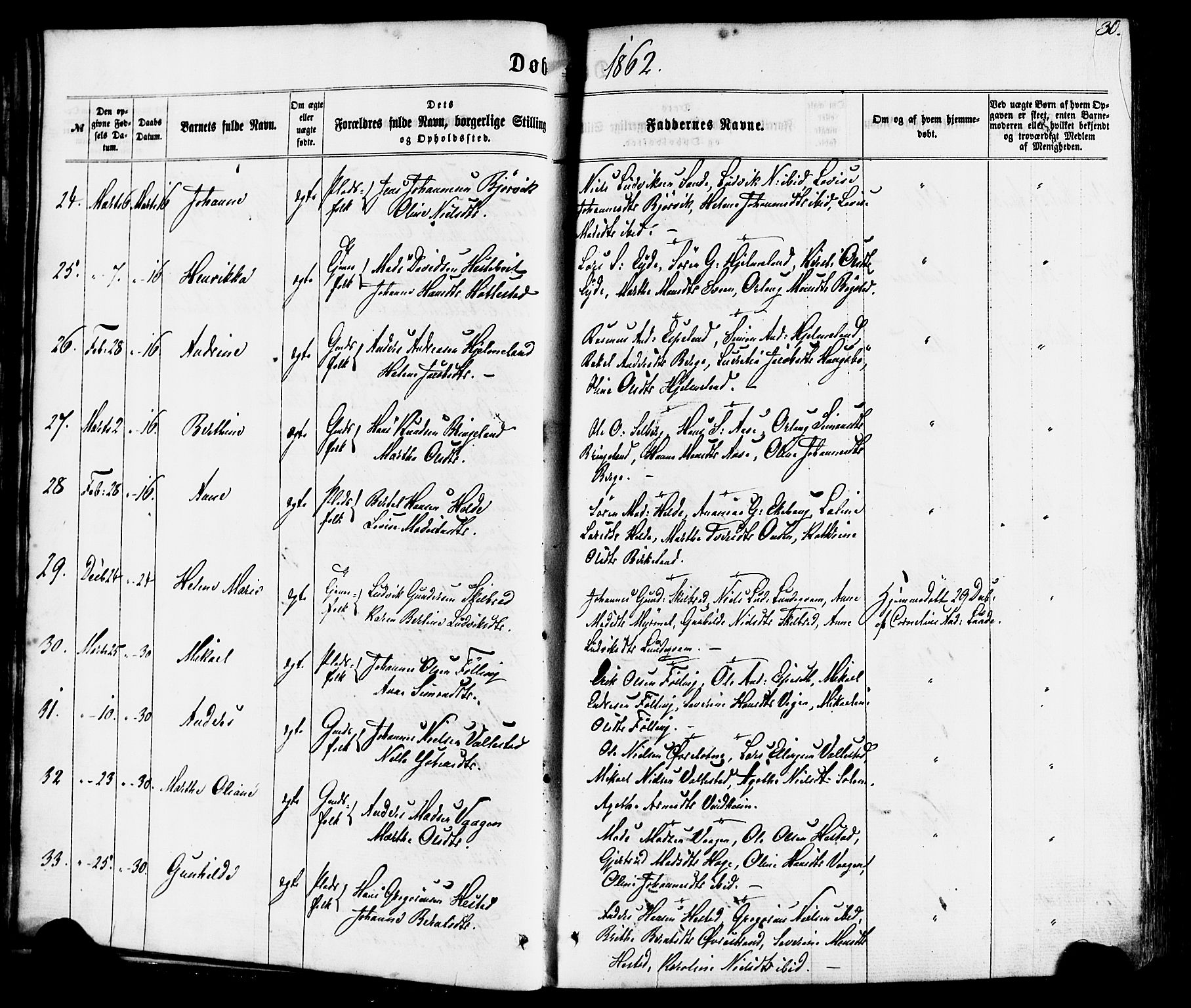 Gaular sokneprestembete, SAB/A-80001/H/Haa: Parish register (official) no. A 5, 1860-1881, p. 30