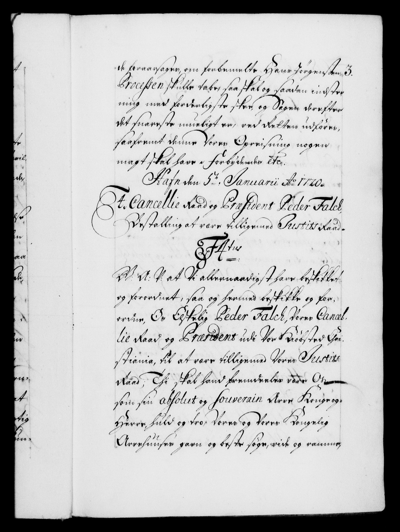 Danske Kanselli 1572-1799, AV/RA-EA-3023/F/Fc/Fca/Fcaa/L0023: Norske registre, 1720-1722, p. 3a