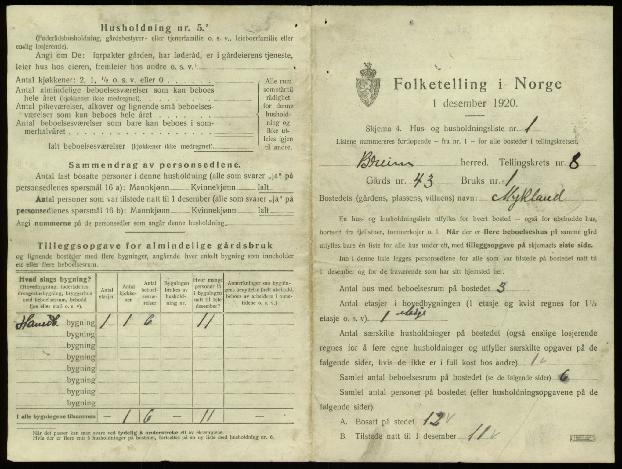 SAB, 1920 census for Breim, 1920, p. 556