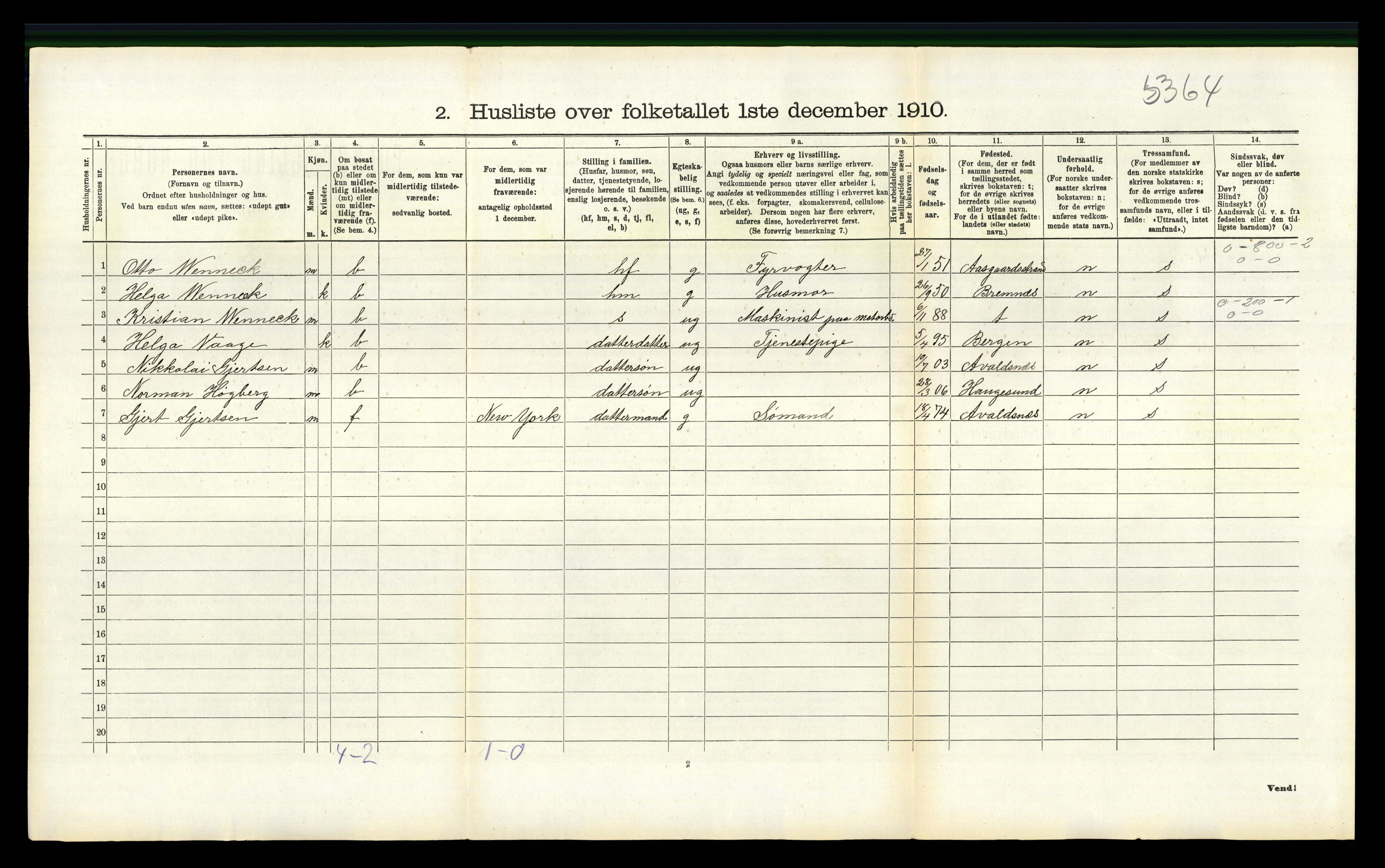 RA, 1910 census for Torvastad, 1910, p. 712