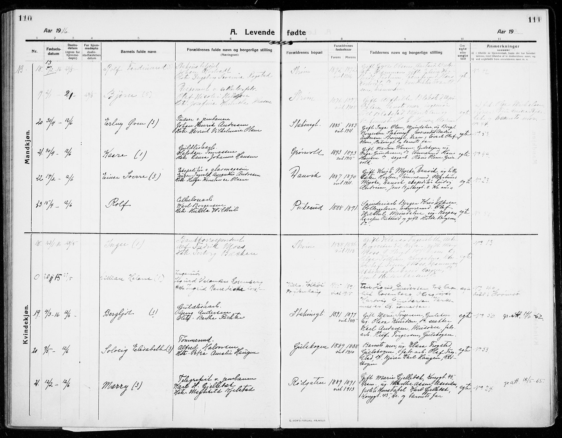 Strømsgodset kirkebøker, AV/SAKO-A-324/F/Fa/L0002: Parish register (official) no. 2, 1910-1920, p. 110-111