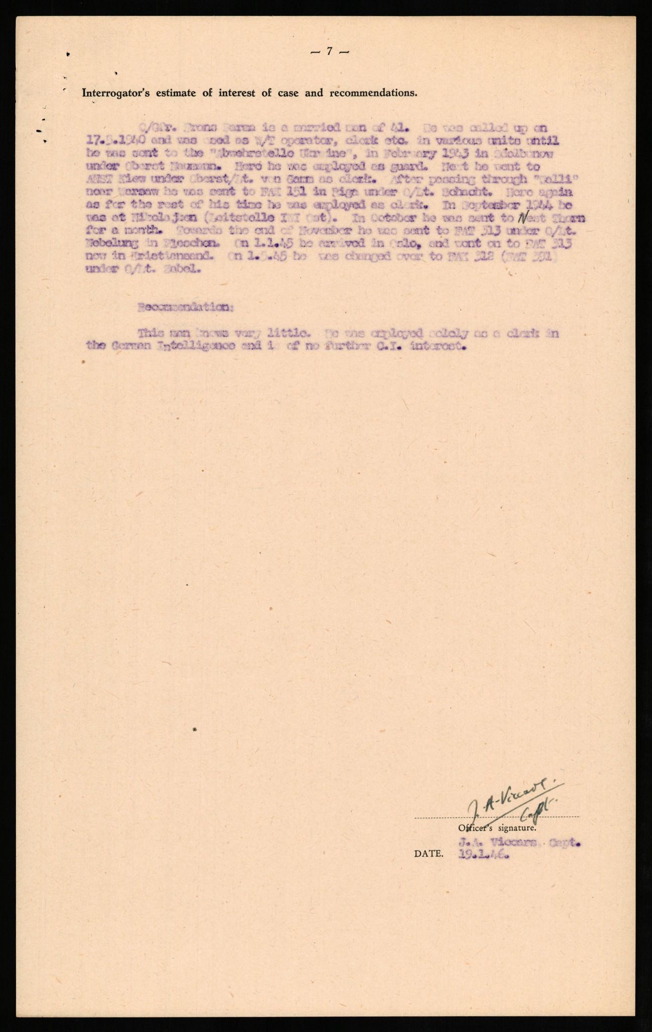 Forsvaret, Forsvarets overkommando II, AV/RA-RAFA-3915/D/Db/L0025: CI Questionaires. Tyske okkupasjonsstyrker i Norge. Tyskere., 1945-1946, p. 375