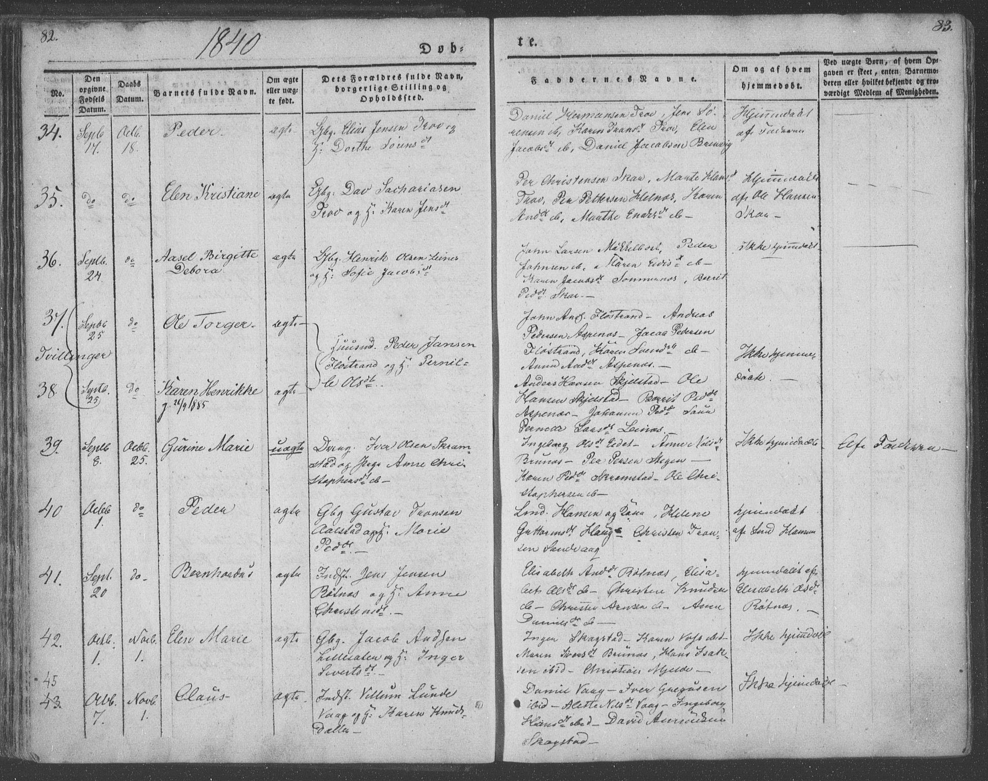 Ministerialprotokoller, klokkerbøker og fødselsregistre - Nordland, AV/SAT-A-1459/855/L0799: Parish register (official) no. 855A07, 1834-1852, p. 82-83