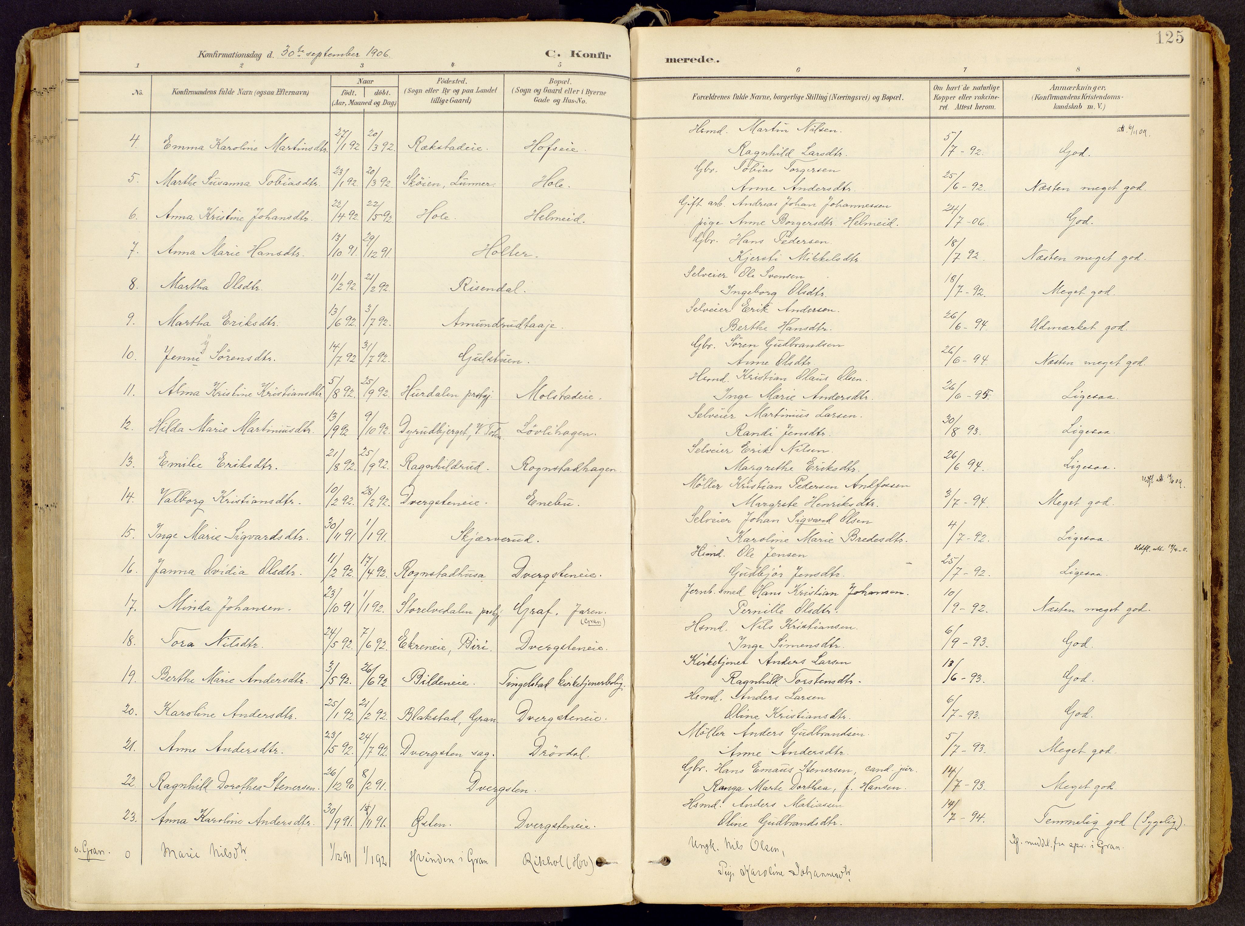 Brandbu prestekontor, AV/SAH-PREST-114/H/Ha/Haa/L0002: Parish register (official) no. 2, 1899-1914, p. 125