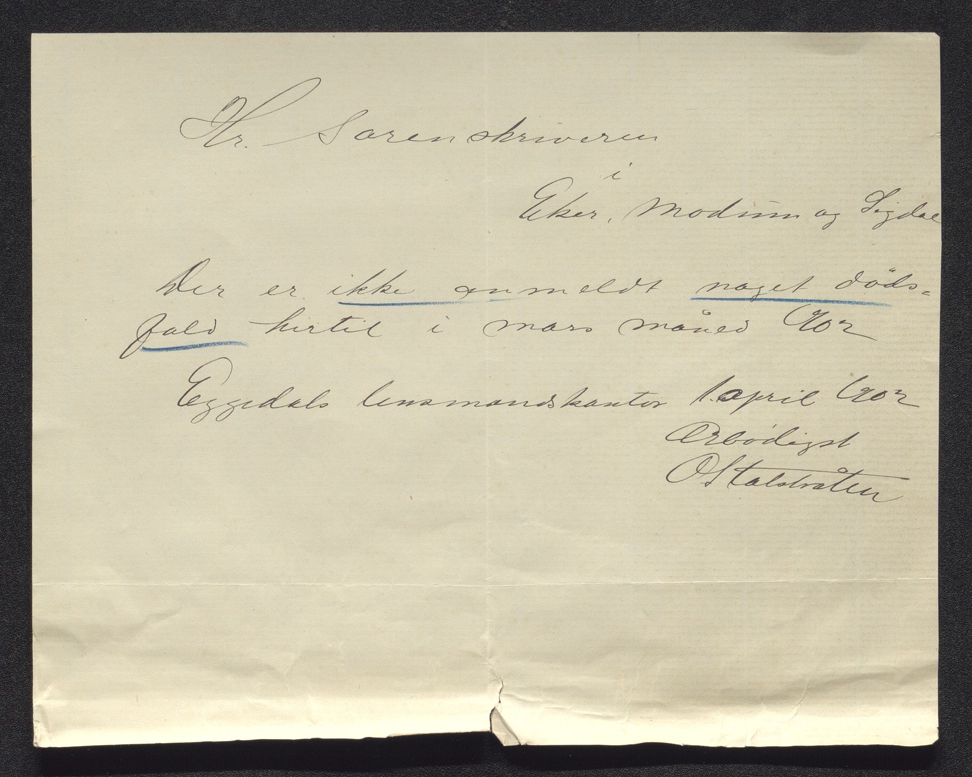 Eiker, Modum og Sigdal sorenskriveri, AV/SAKO-A-123/H/Ha/Hab/L0029: Dødsfallsmeldinger, 1902, p. 363