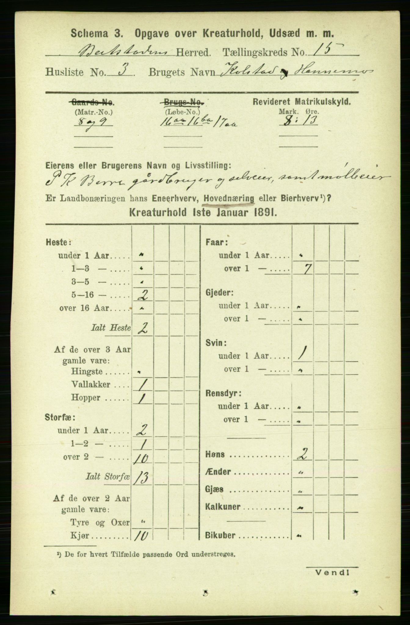 RA, 1891 census for 1727 Beitstad, 1891, p. 6613