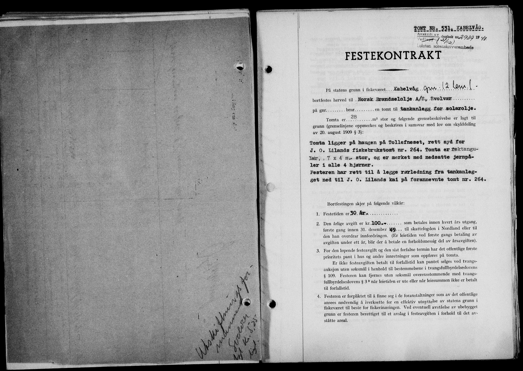 Lofoten sorenskriveri, SAT/A-0017/1/2/2C/L0020a: Mortgage book no. 20a, 1948-1949, Diary no: : 2939/1948