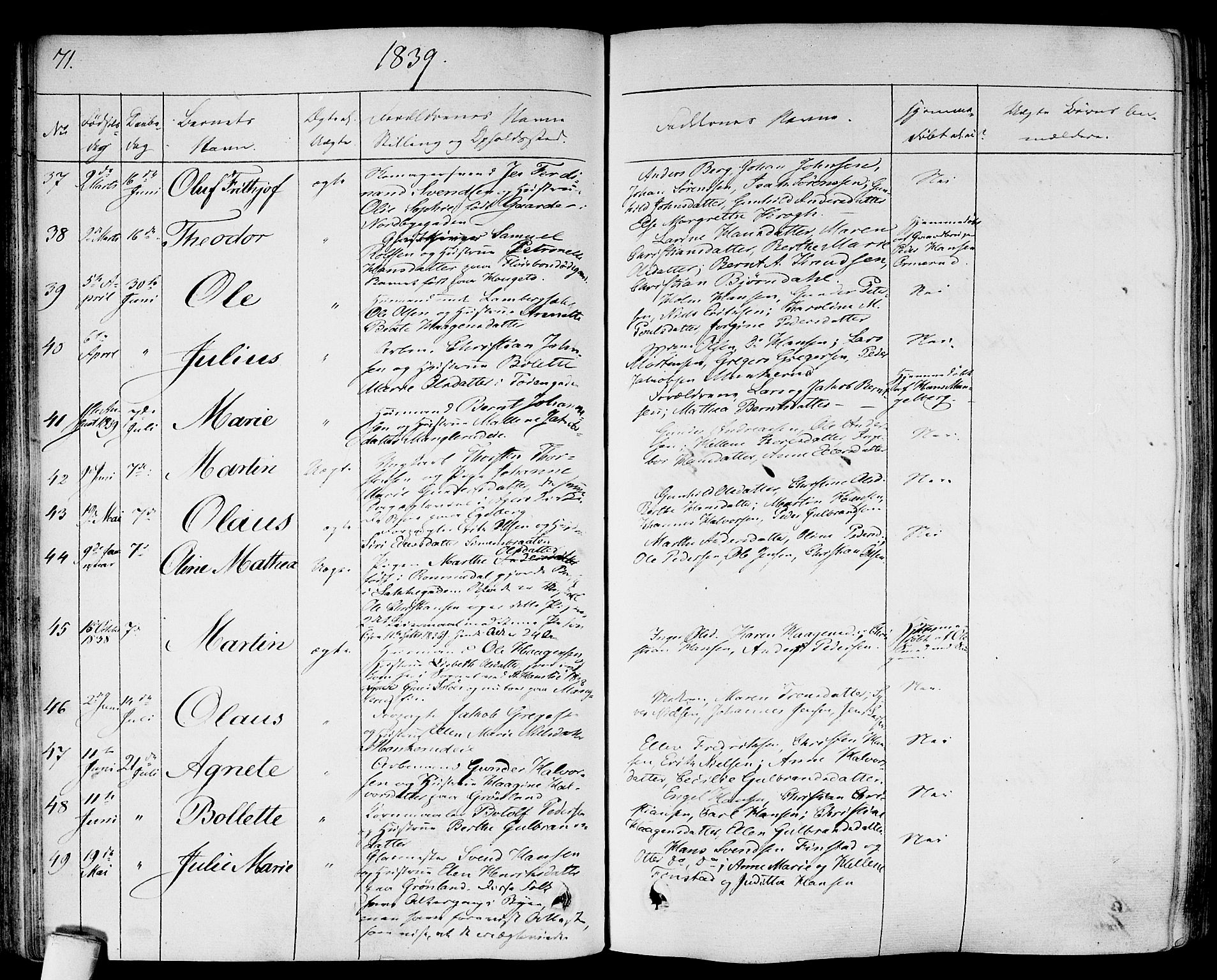 Gamlebyen prestekontor Kirkebøker, AV/SAO-A-10884/F/Fa/L0003: Parish register (official) no. 3, 1829-1849, p. 71