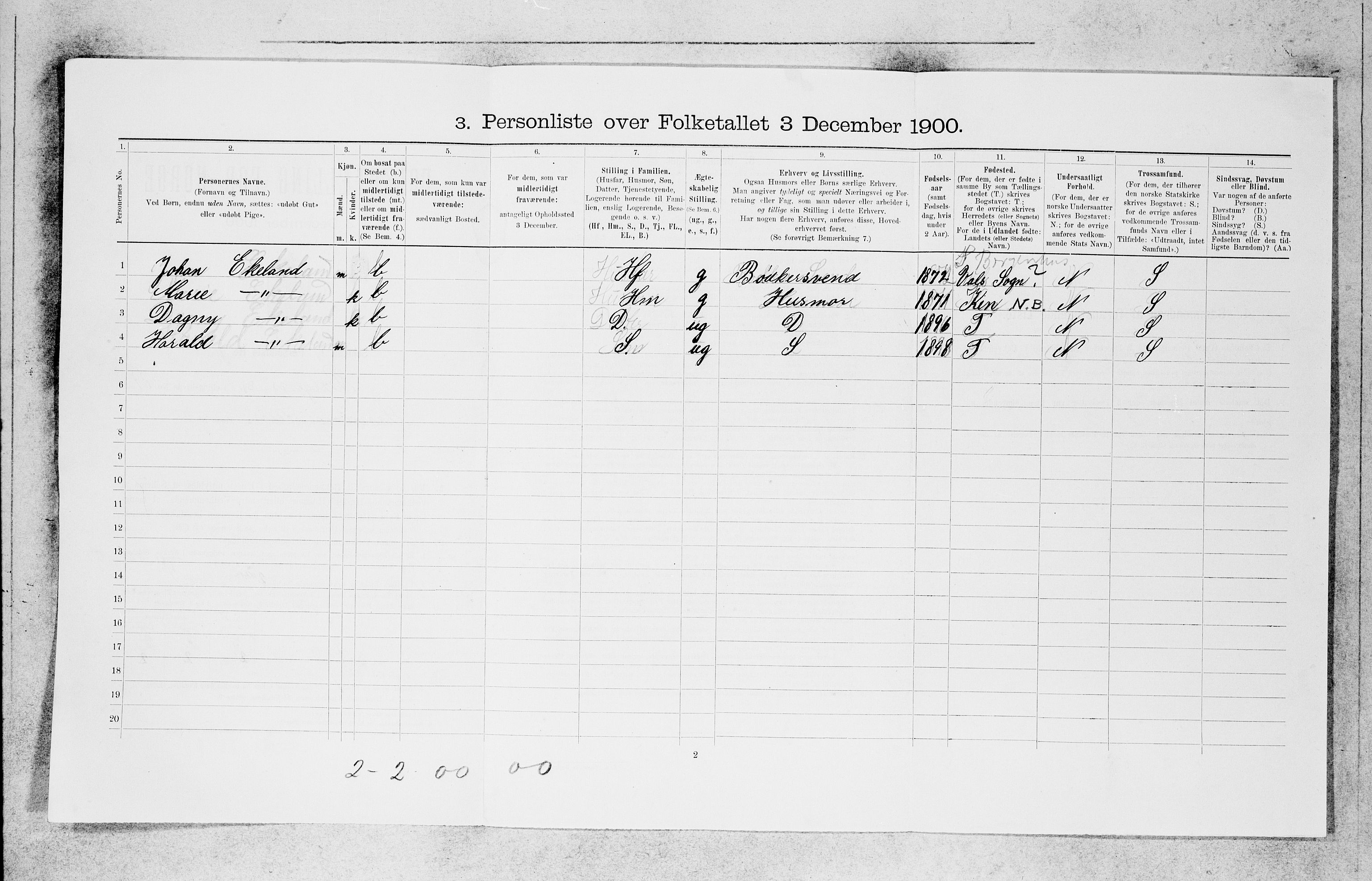 SAB, 1900 census for Bergen, 1900, p. 16663