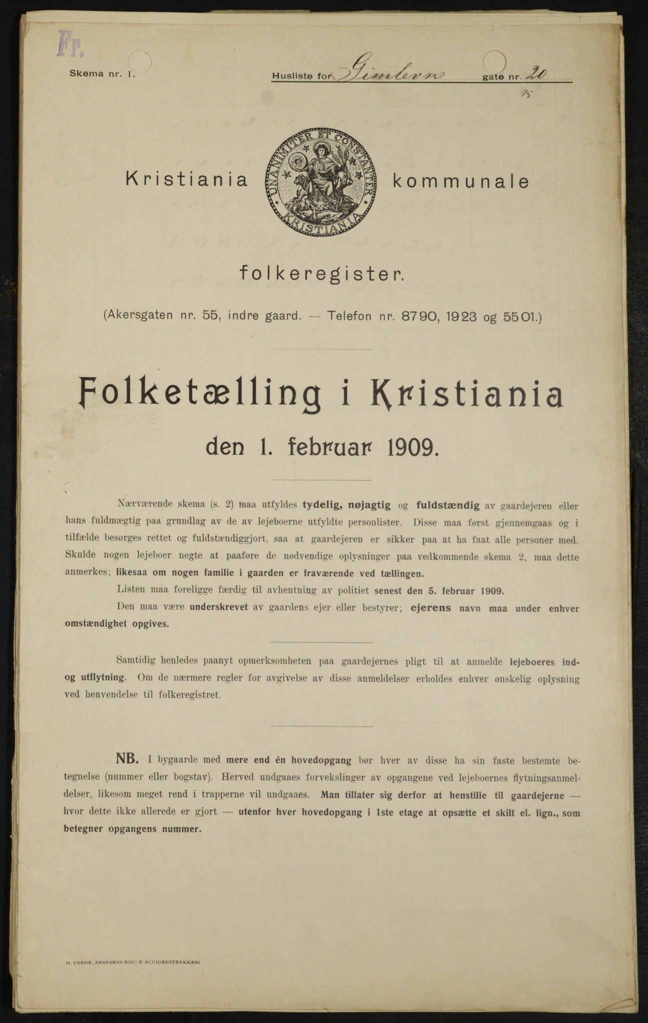 OBA, Municipal Census 1909 for Kristiania, 1909, p. 26482