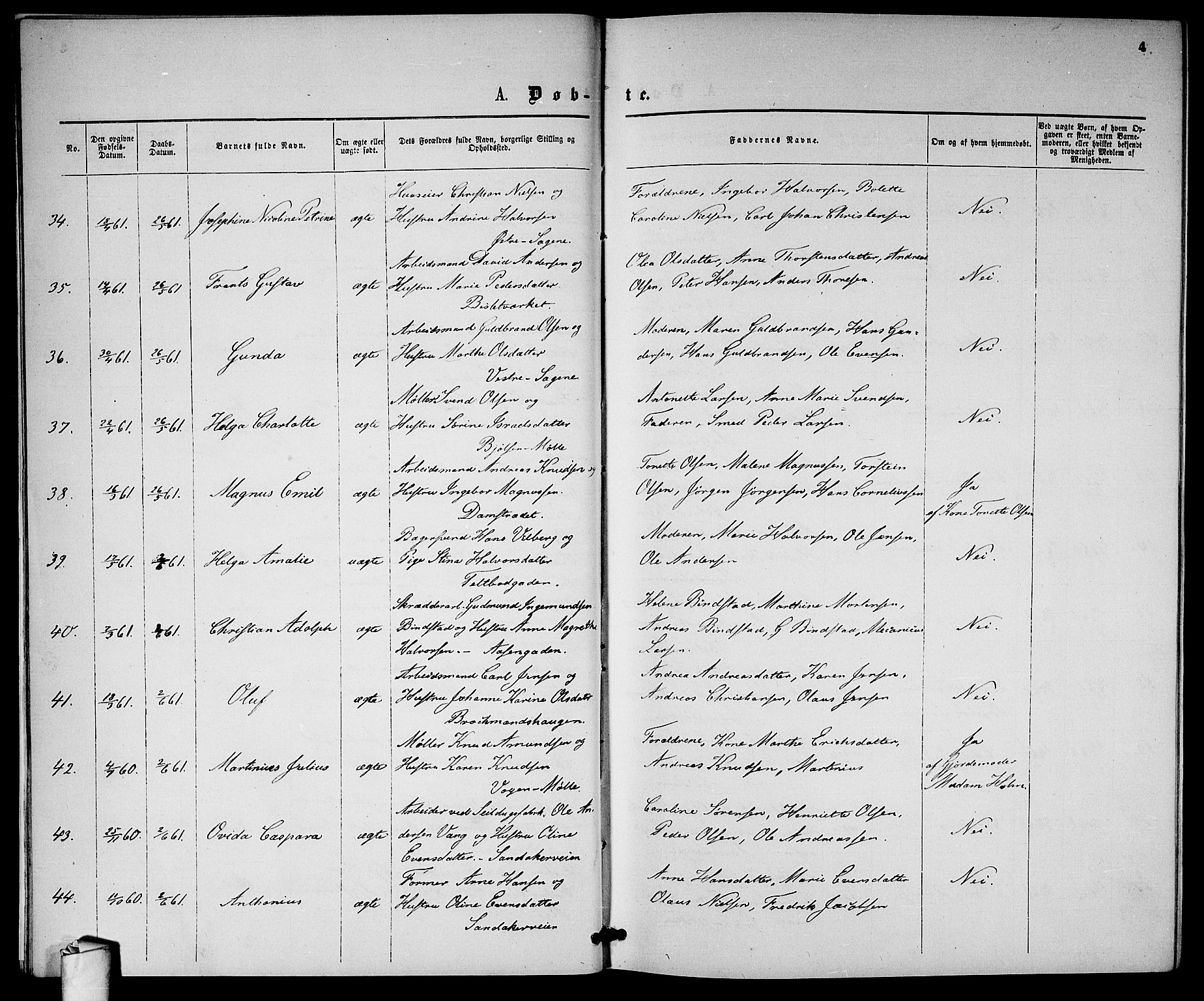 Gamle Aker prestekontor Kirkebøker, AV/SAO-A-10617a/G/L0001: Parish register (copy) no. 1, 1861-1868, p. 4